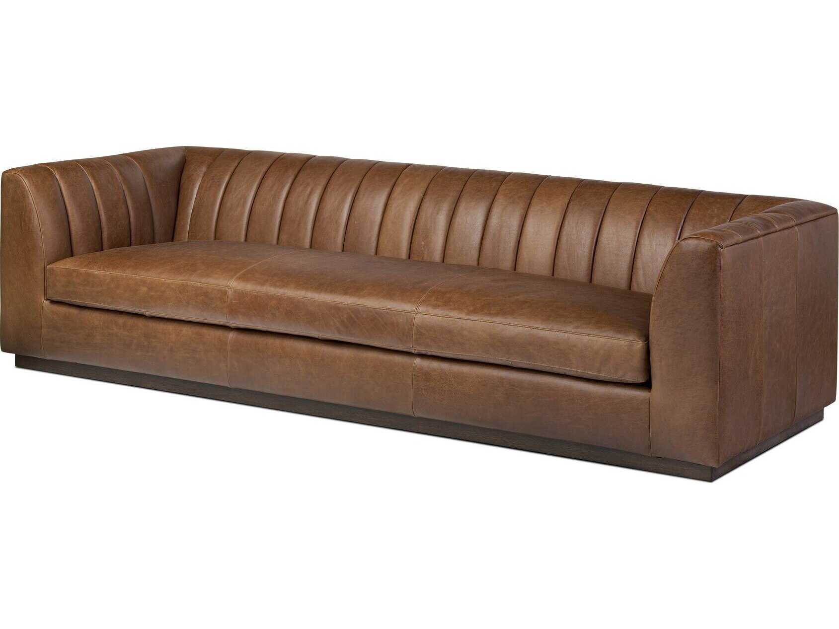 Four Hands Easton Alec Dulane Mahogany Leather Sofa