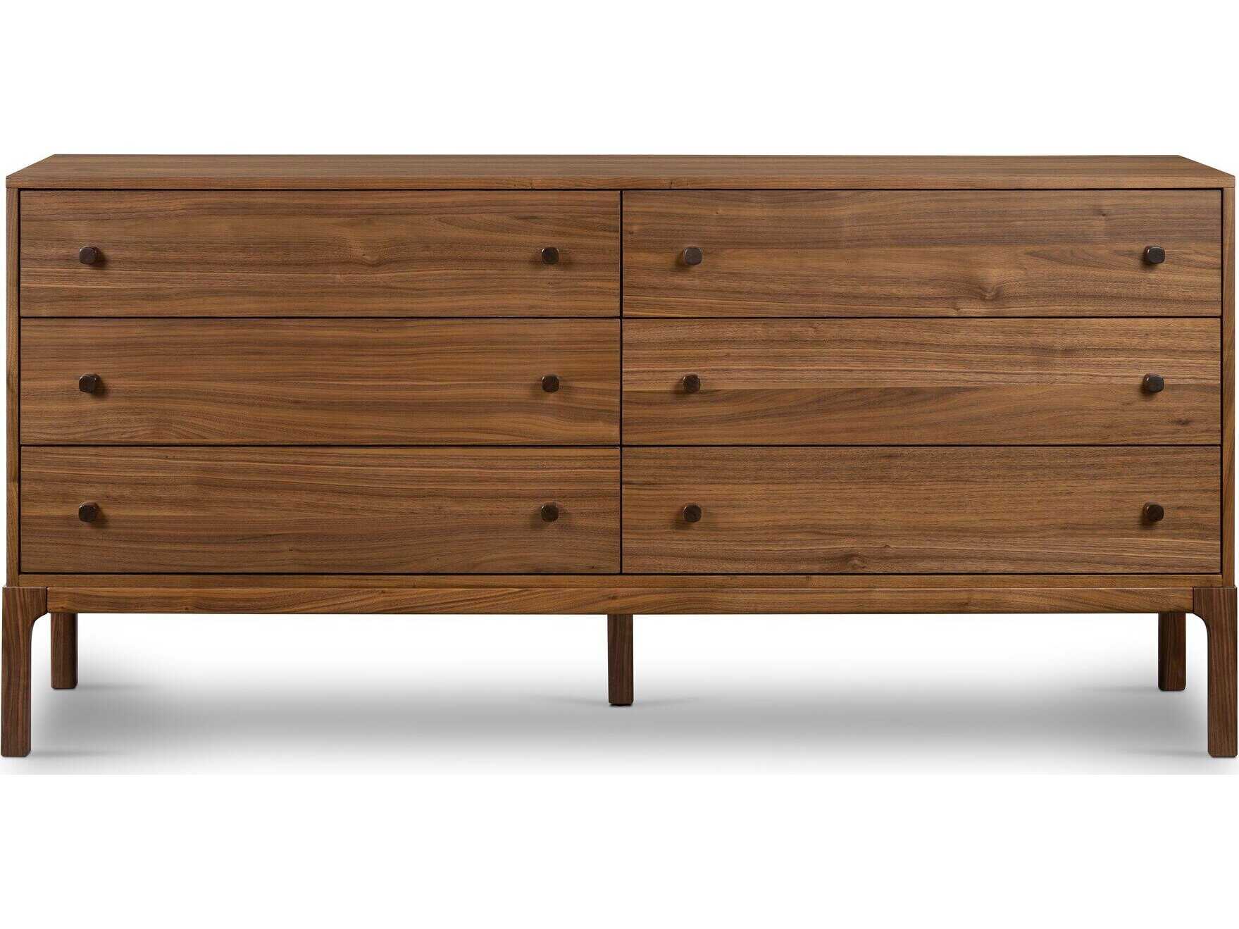 Four Hands Wallis Arturo 6-Drawers Brown Walnut Wood Double Dresser