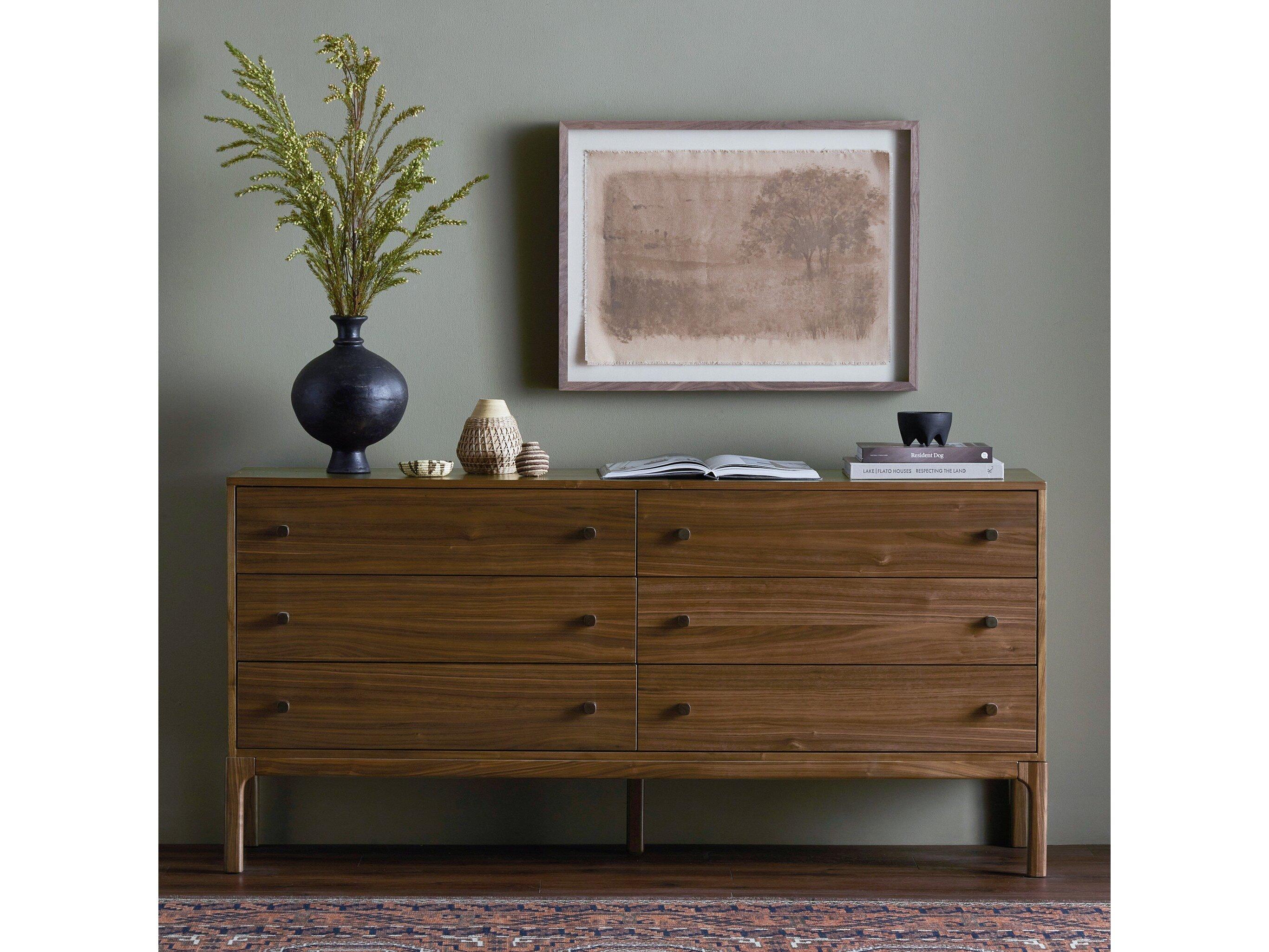 Four Hands Wallis Arturo 6-Drawers Brown Walnut Wood Double Dresser