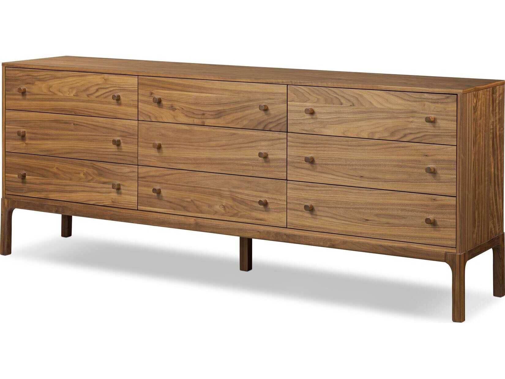 Four Hands Wallis Arturo Natural Walnut Veneer Walnut Wood 9 Drawer Dresser
