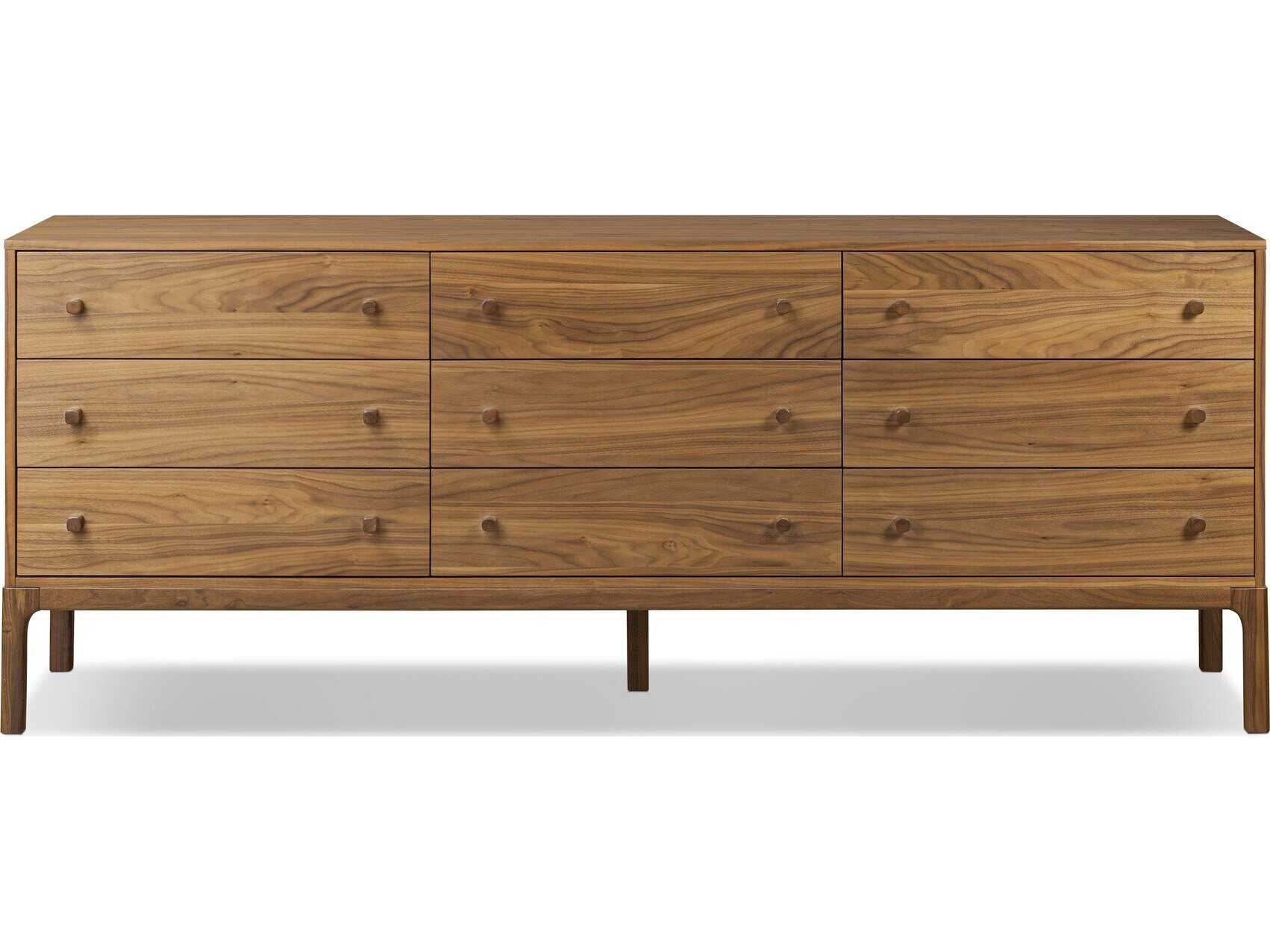 Four Hands Wallis Arturo Natural Walnut Veneer Walnut Wood 9 Drawer Dresser