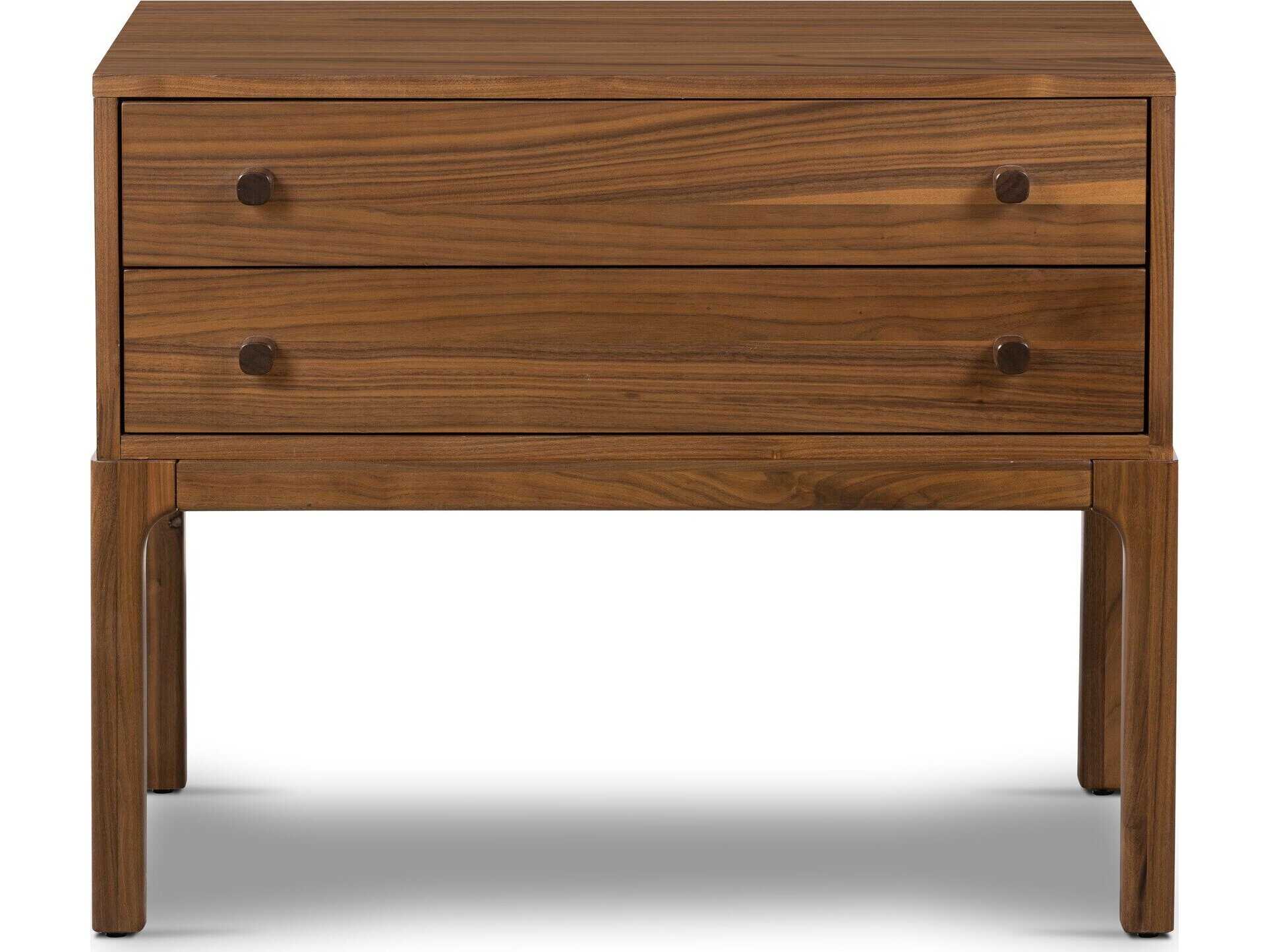 Four Hands Wallis Arturo 2-Drawers Brown Walnut Wood Nightstand