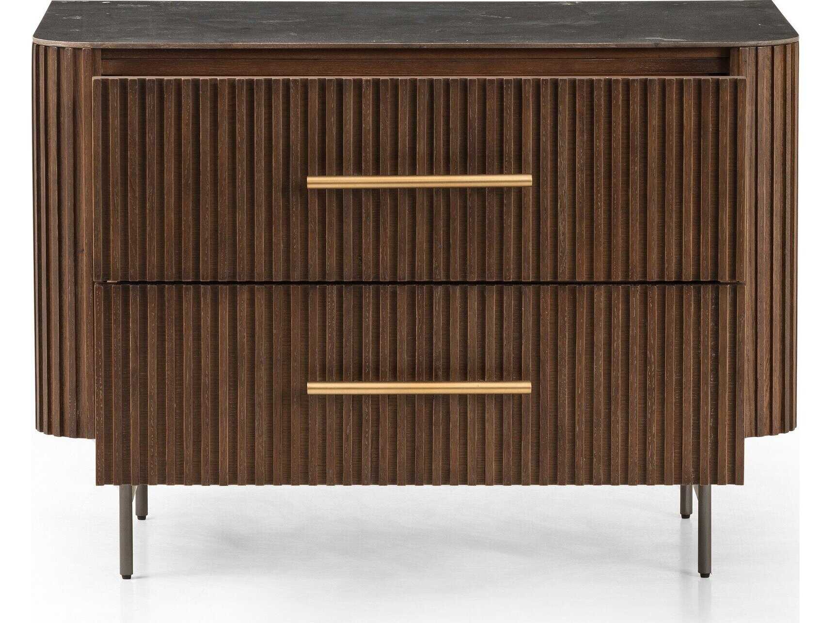 Four Hands Collins Fletcher Bluestone Oak Wood Large Nightstand