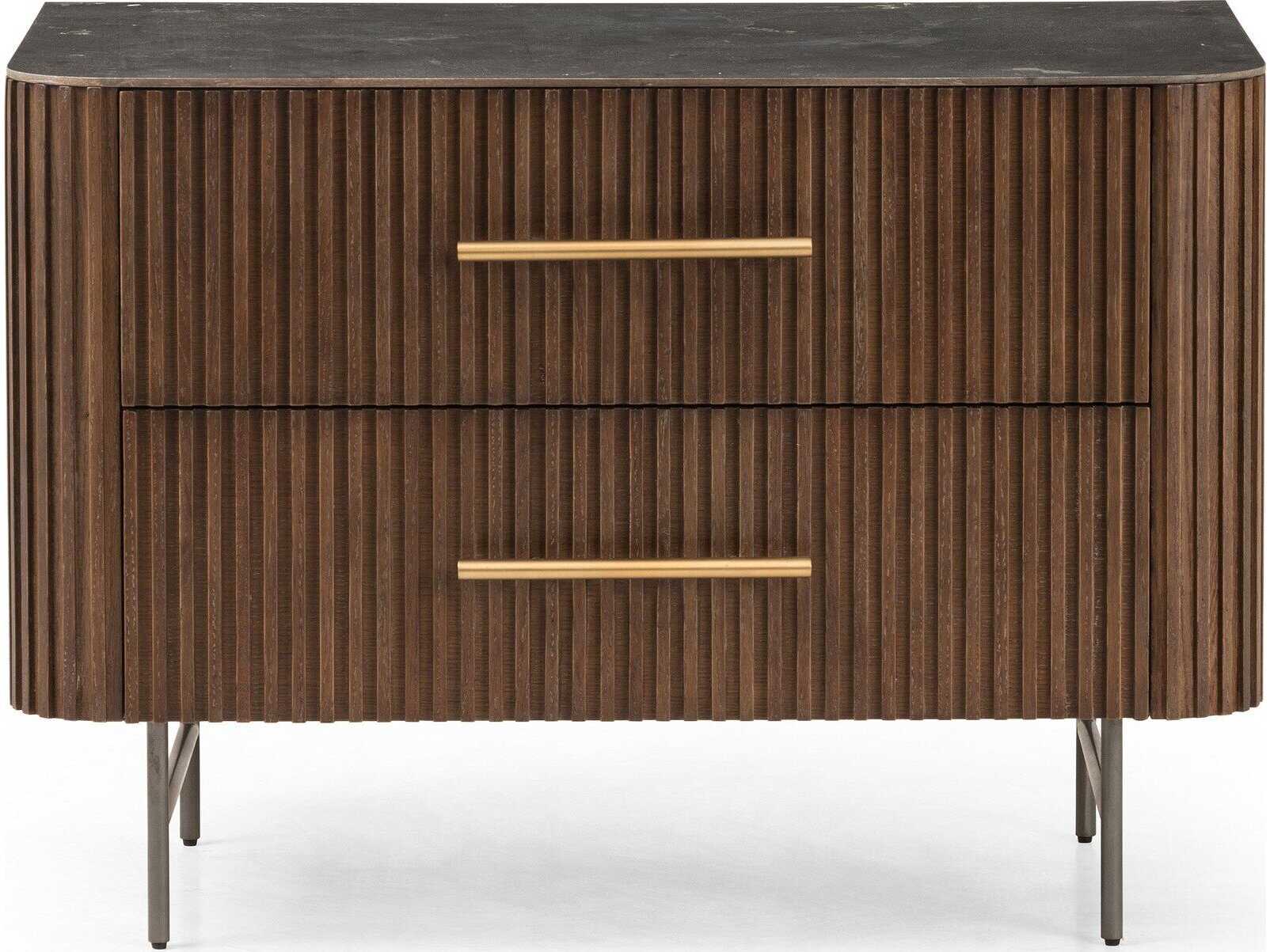 Four Hands Collins Fletcher Bluestone Oak Wood Large Nightstand