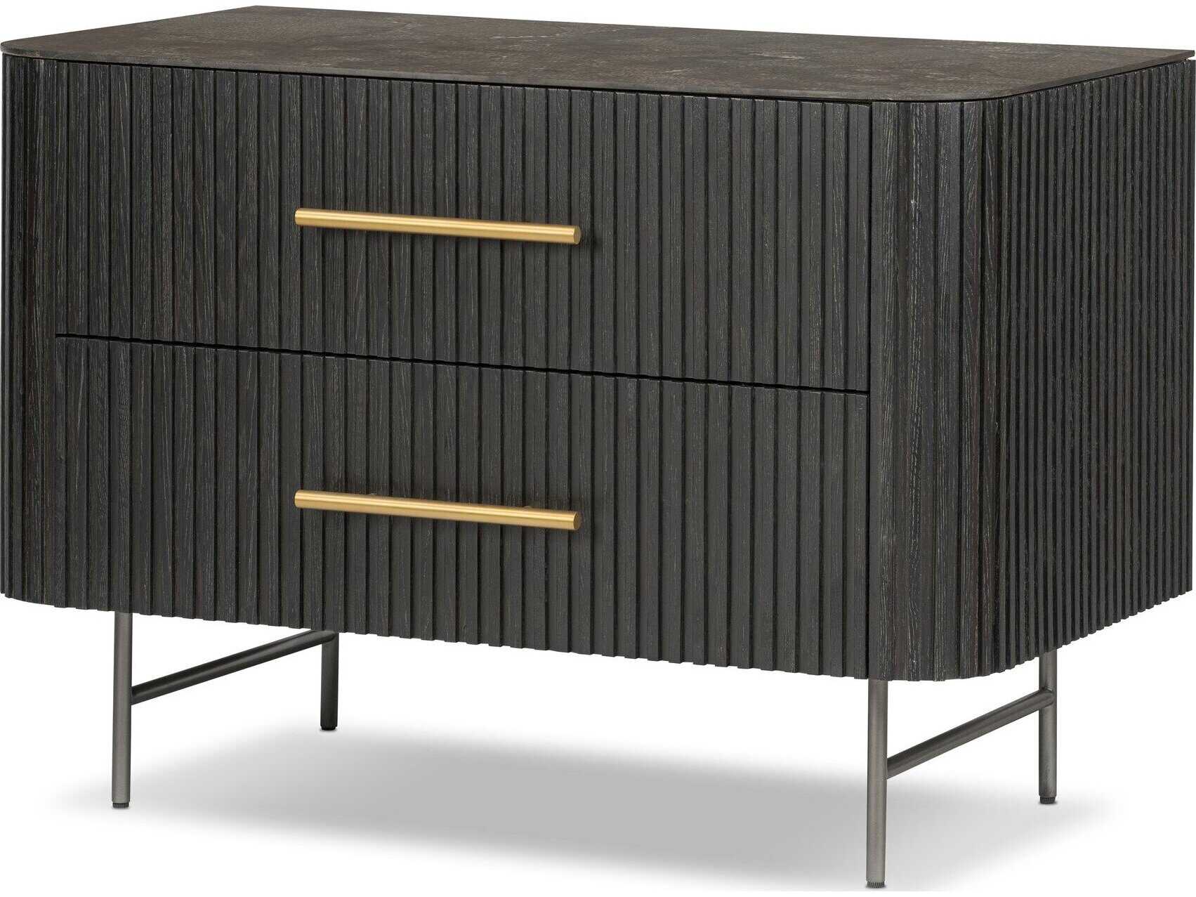 Four Hands Collins Fletcher Bluestone Oak Wood Large Nightstand