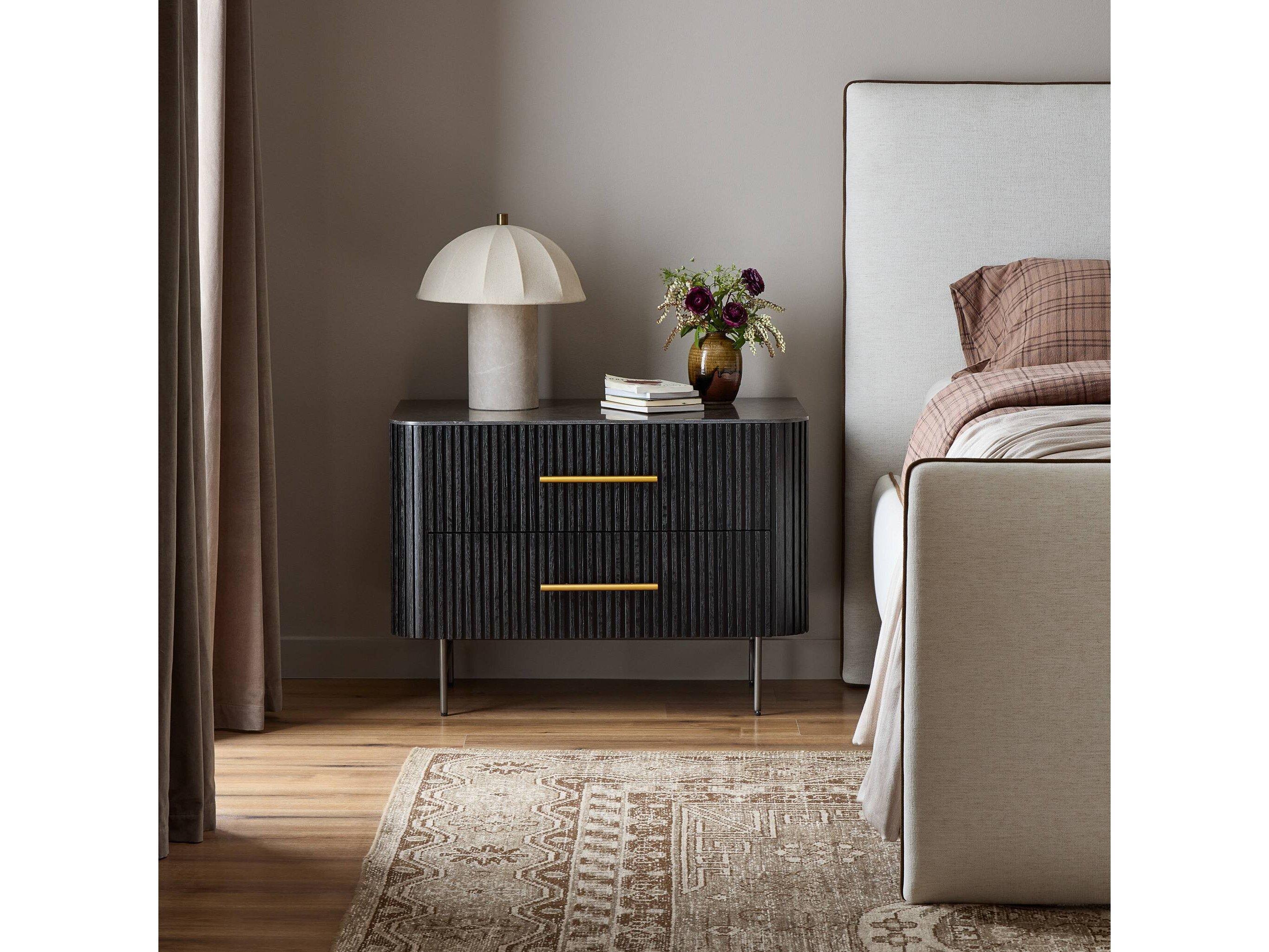 Four Hands Collins Fletcher Bluestone Oak Wood Large Nightstand