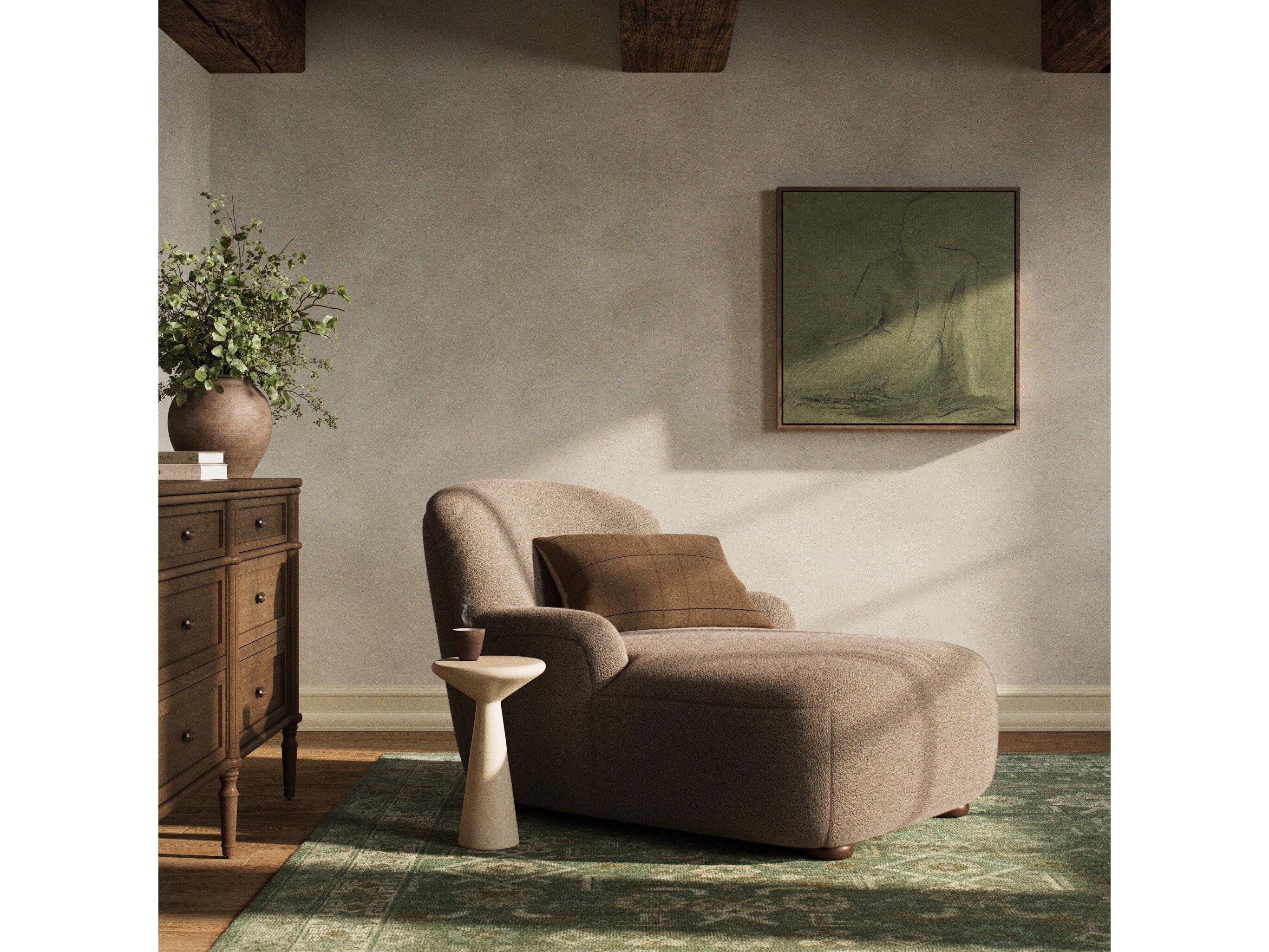 Four Hands Norwood Kadon Sheepskin Camel Chaise Lounge