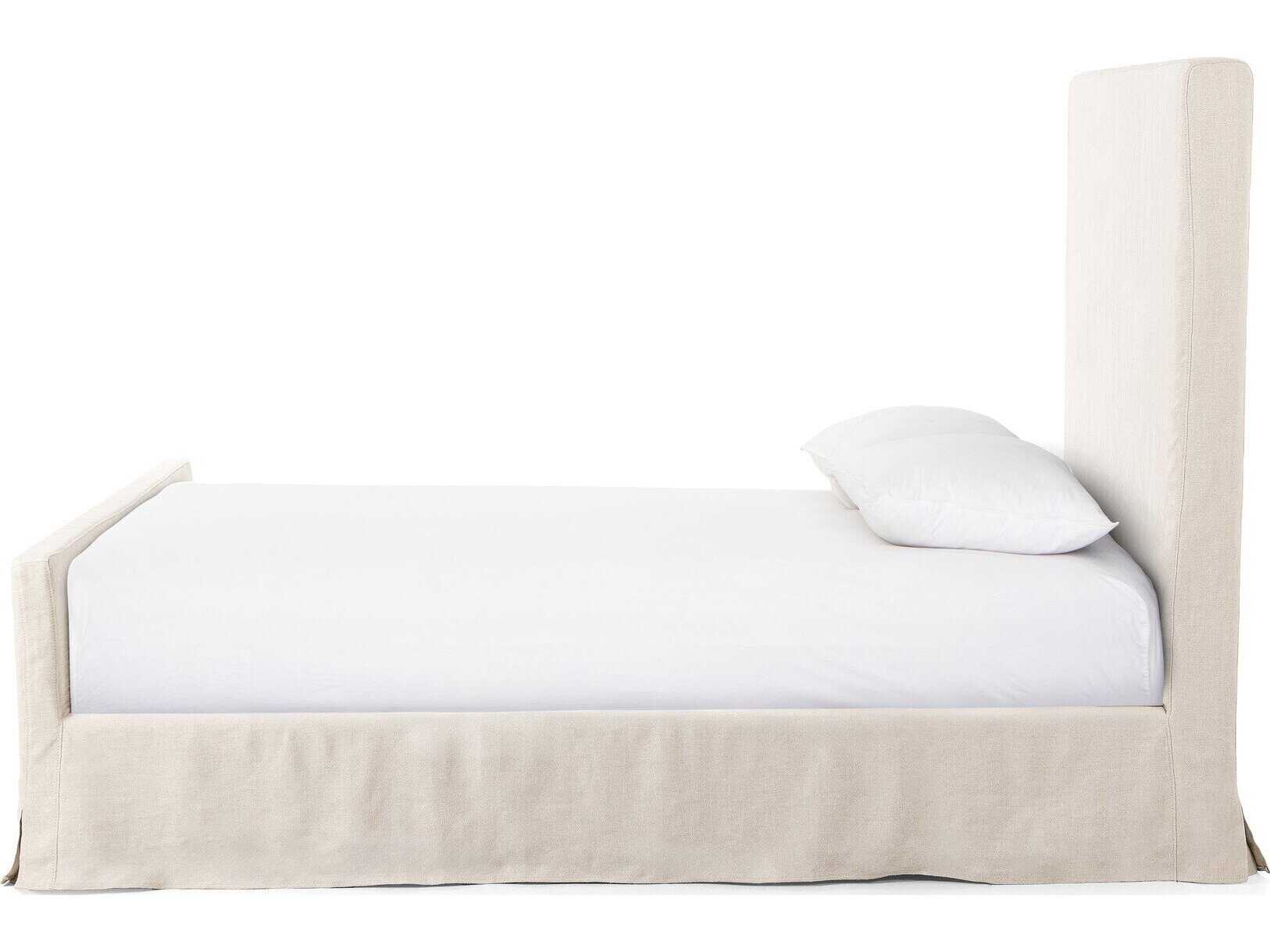 Four Hands Kensington Brussels Natural Almond Beige Parrawood Wood Queen Panel Bed