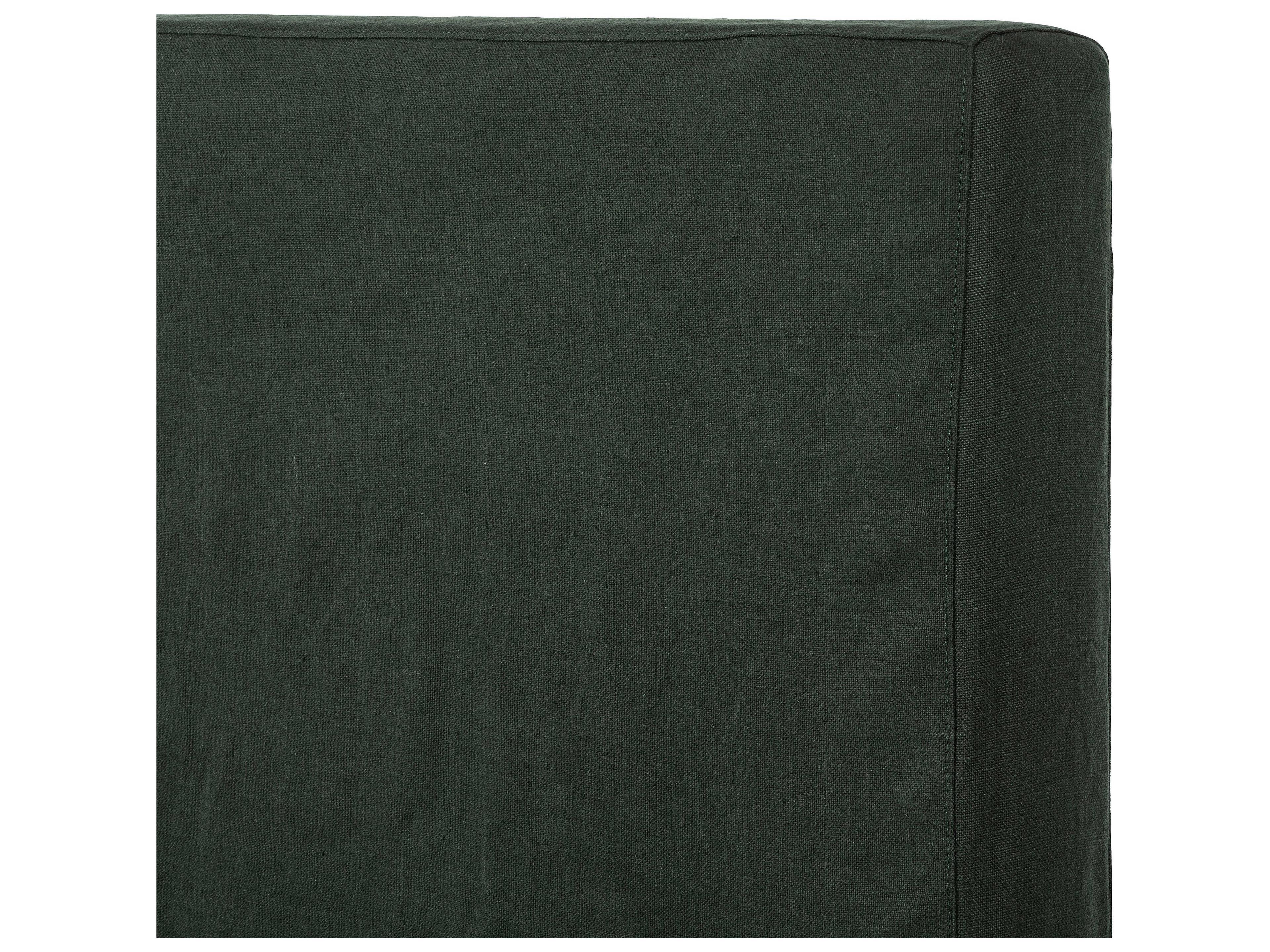 Four Hands Kensington Daphne Brussels Pine Green Parrawood Upholstered King Panel Bed