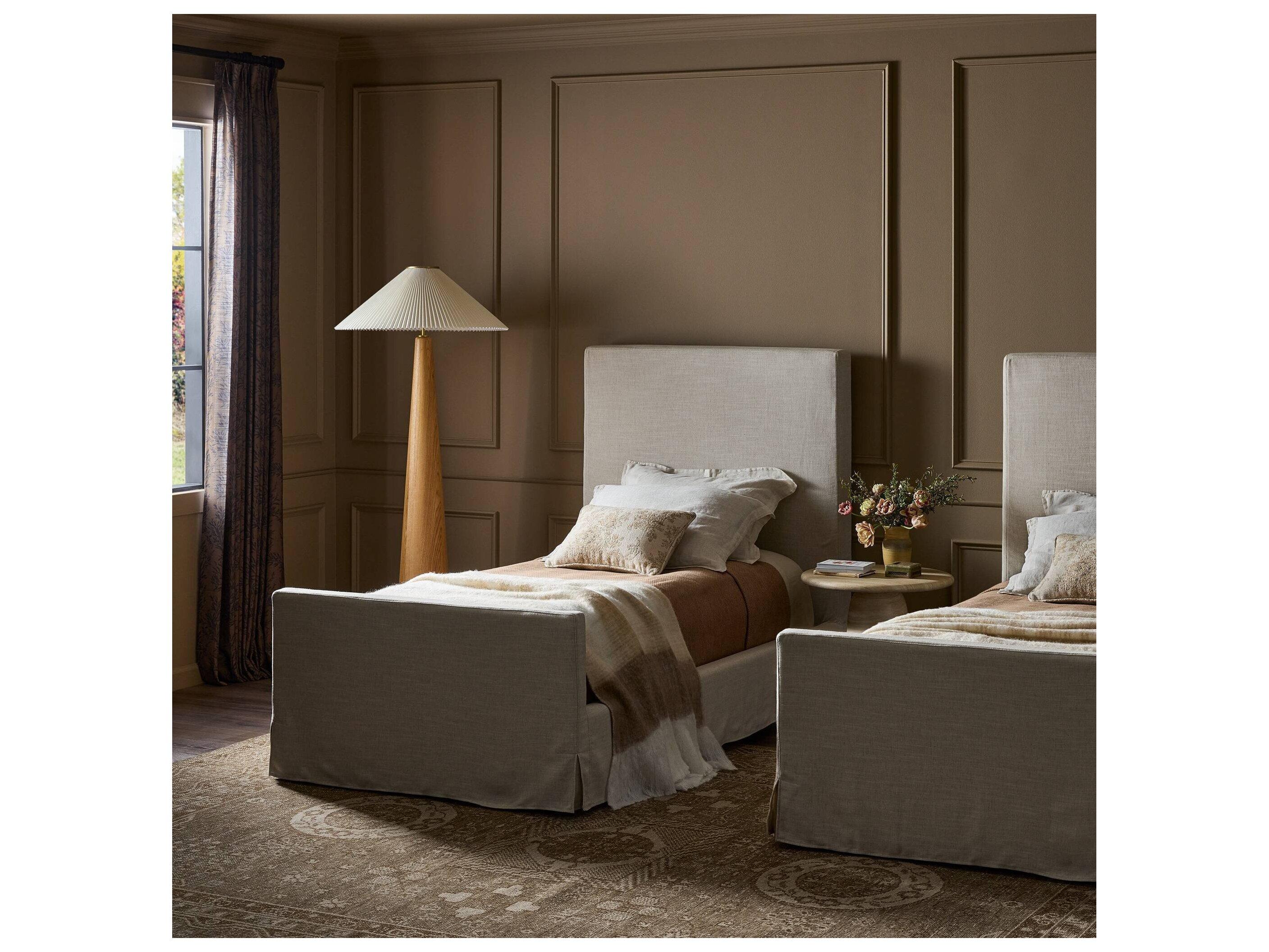 Four Hands Kensington Savoy Parchment Upholstered Twin Panel Bed