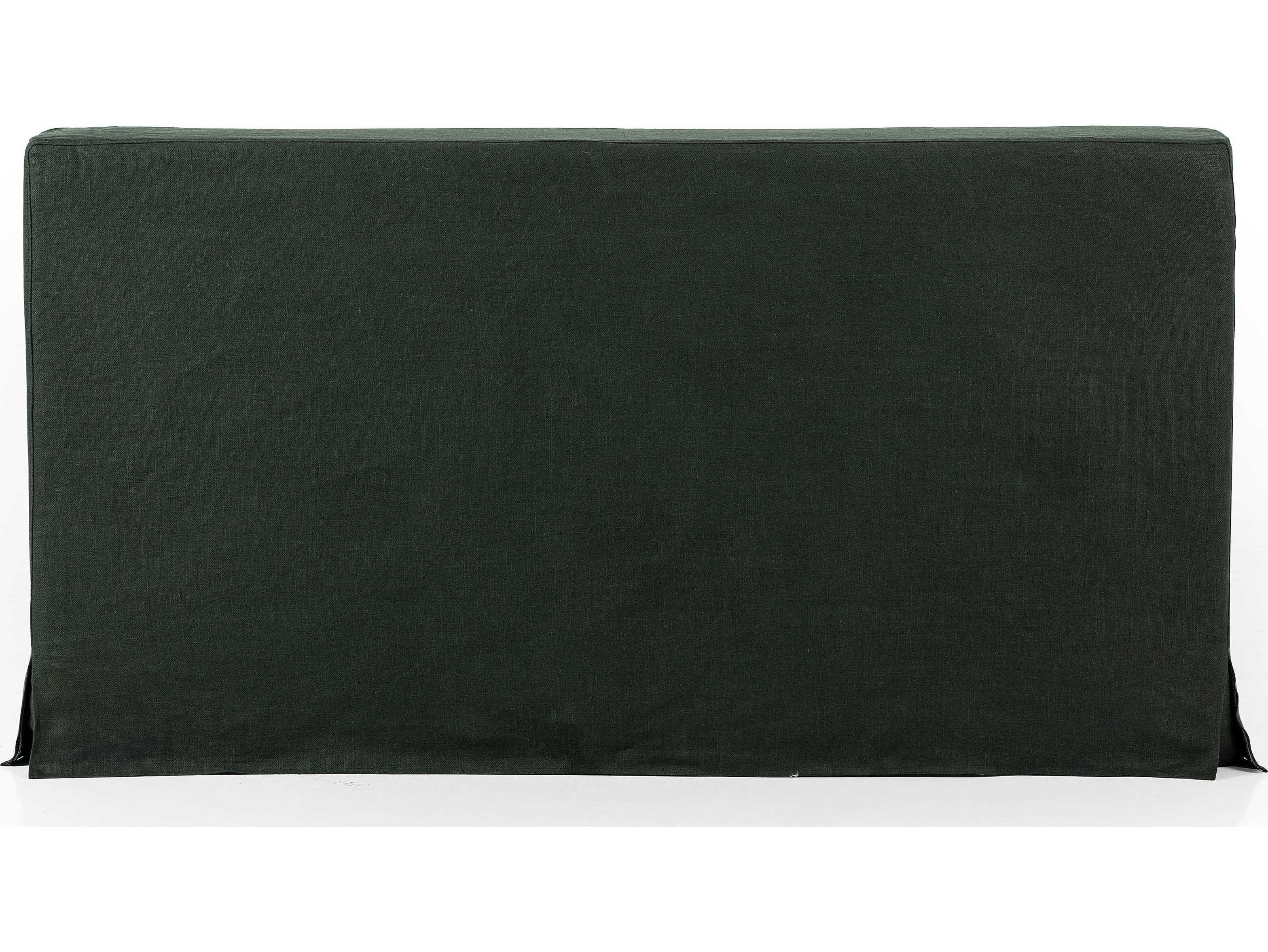 Four Hands Kensington Aidan Brussels Pine Green Parrawood Upholstered King Platform Bed