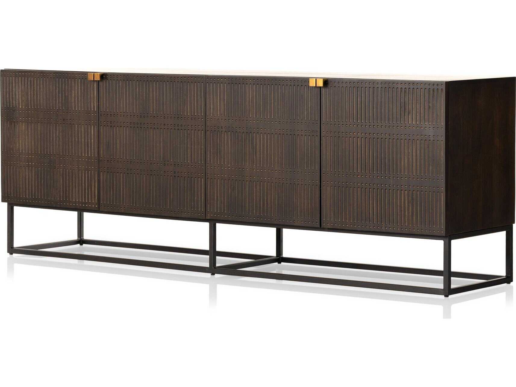 Four Hands Aiden Kelby Gunmetal  Closed Media Console