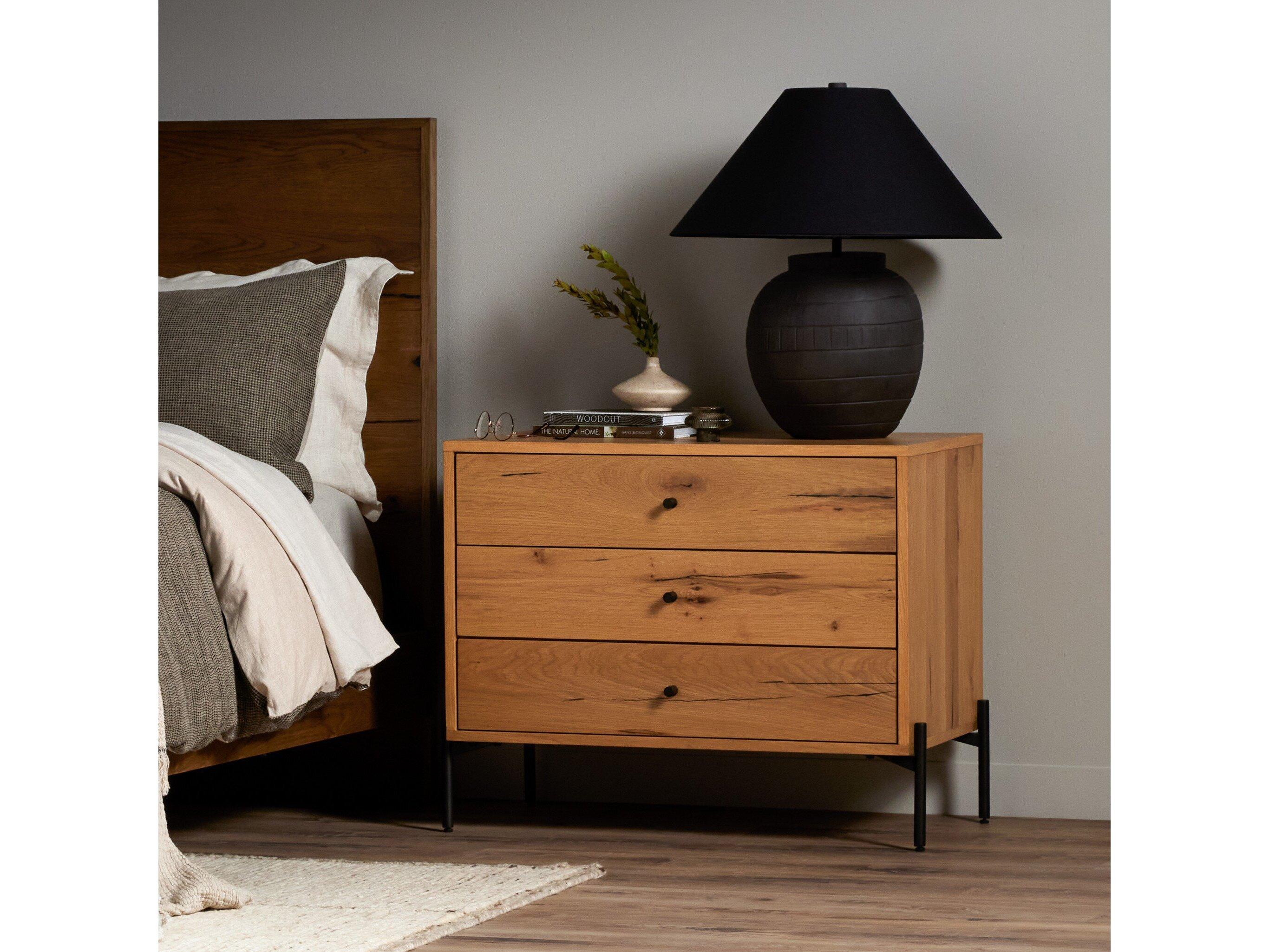 Four Hands Haiden Eaton Light Oak Resin Oak Wood Large Nightstand