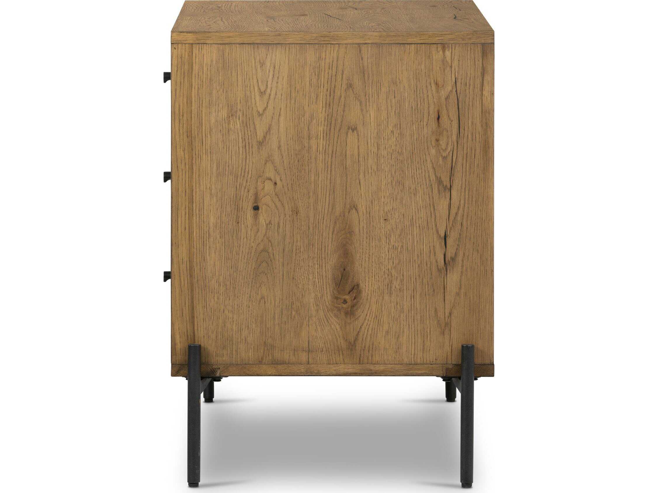 Four Hands Haiden Eaton 3-Drawers Brown Oak Wood Nightstand