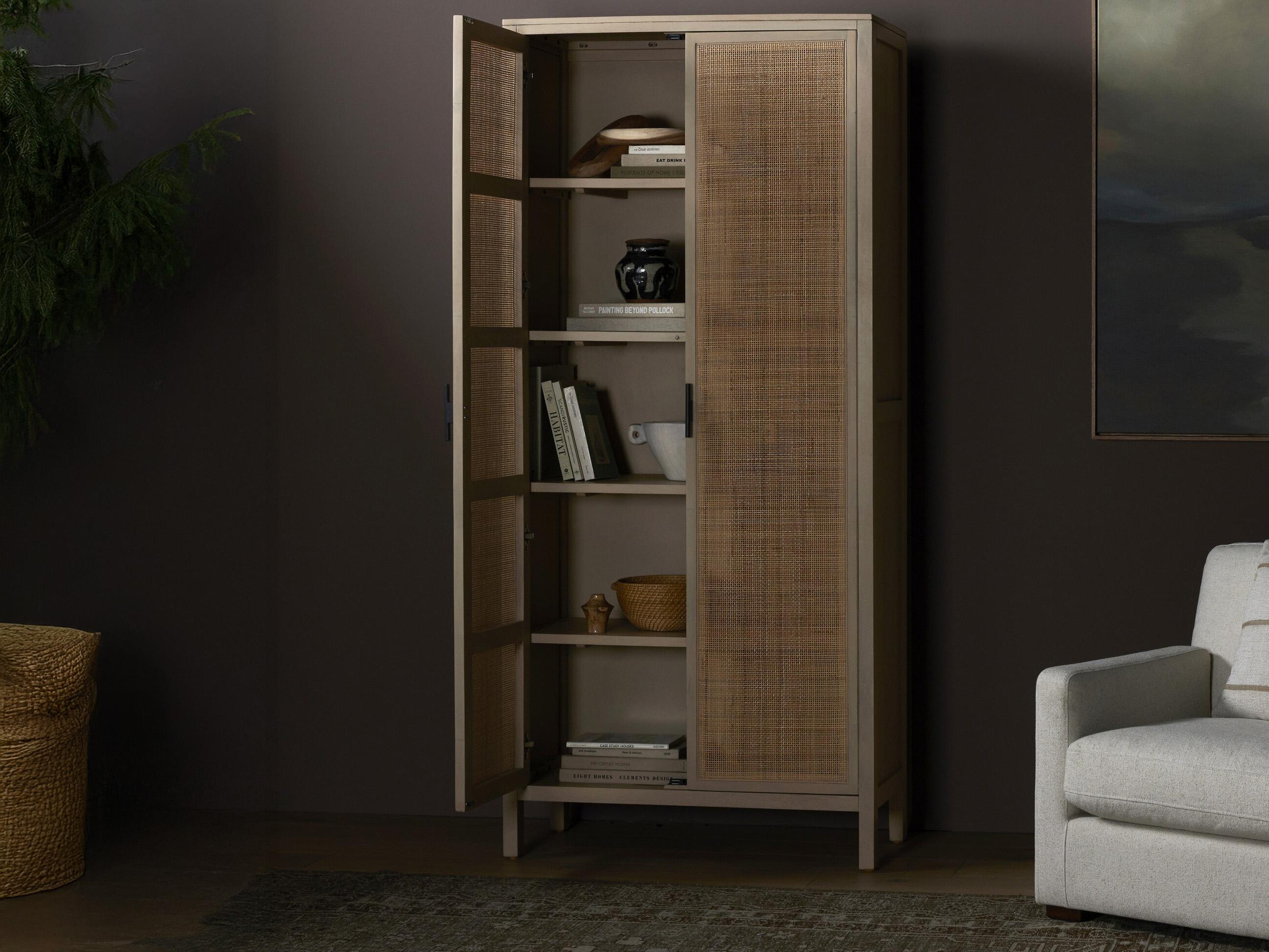 Four Hands Leighton Caprice Natural Mango  Wood Tall Cabinet