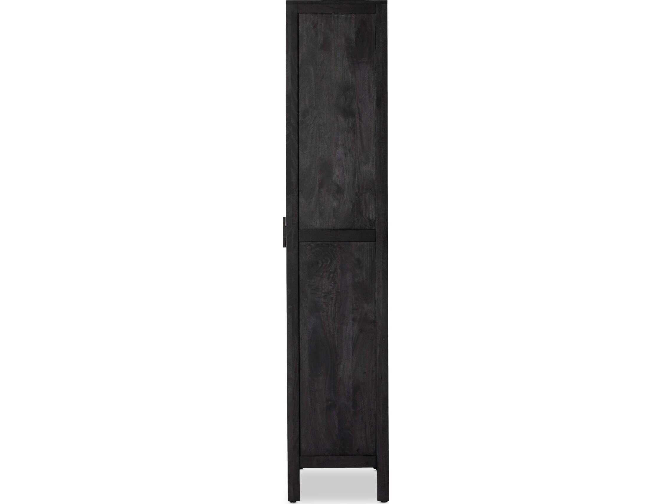 Four Hands Leighton Caprice Black Wash Mango  Wood Tall Cabinet