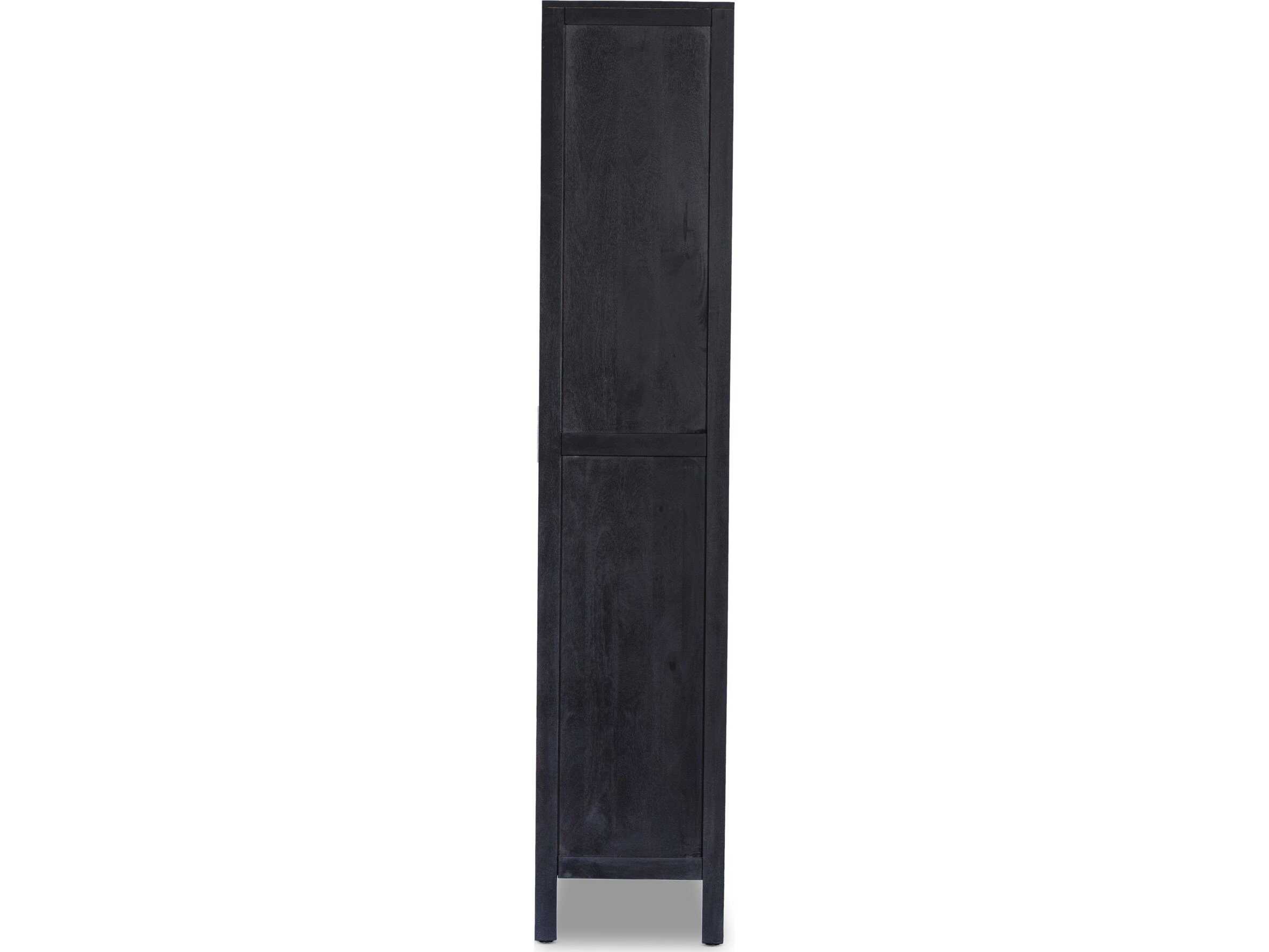 Four Hands Leighton Caprice Black Wash Mango  Wood Tall Cabinet