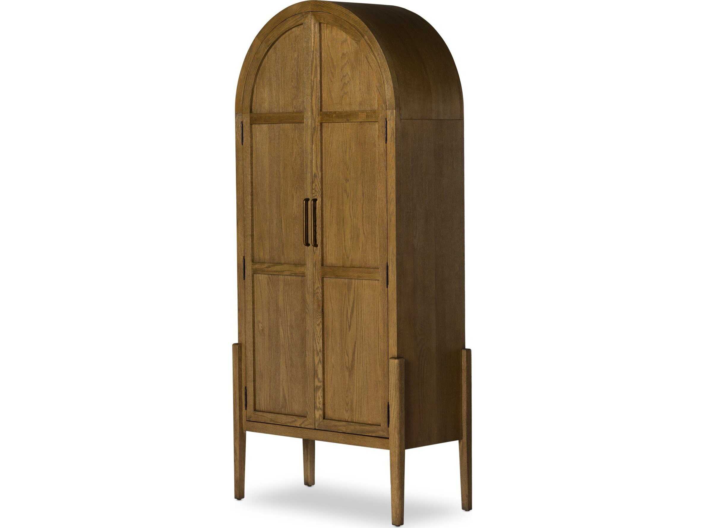 Four Hands Irondale Antique Brass Drifted Oak Brown Wood Accent Chest