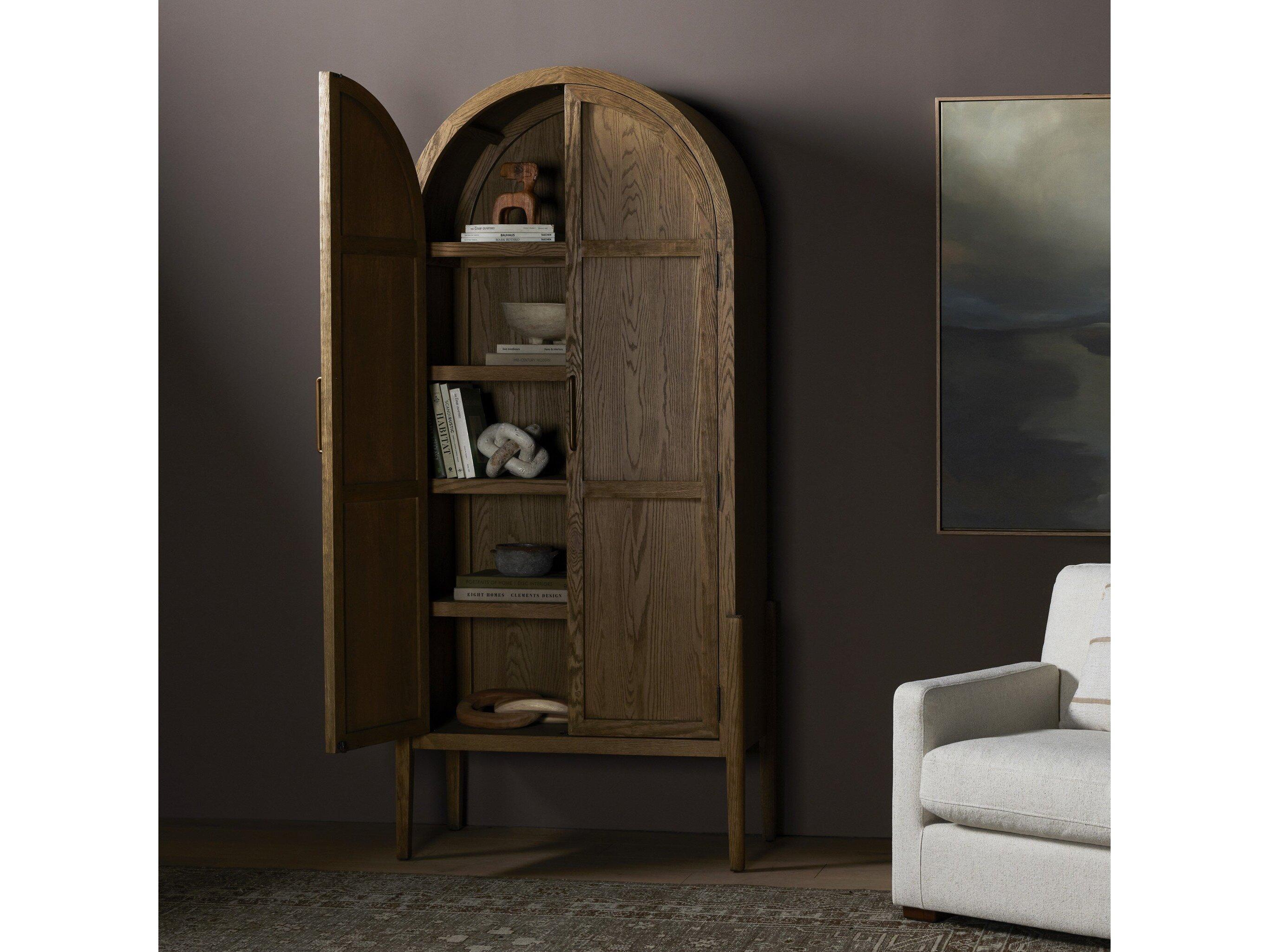 Four Hands Irondale Antique Brass Drifted Oak Brown Wood Accent Chest