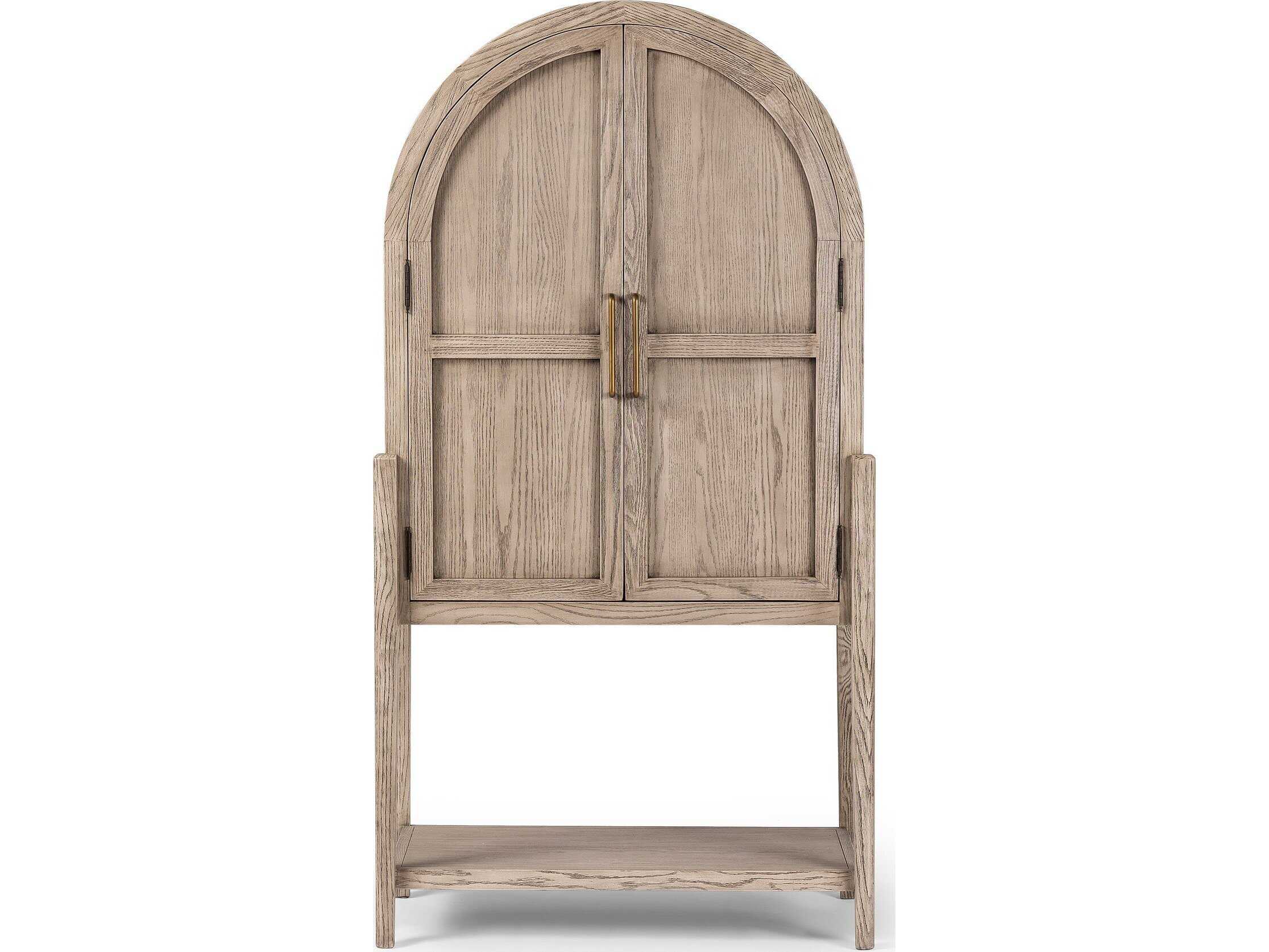 Four Hands Irondale Tolle Rustic White Solid Oak Wood Bar Cabinet