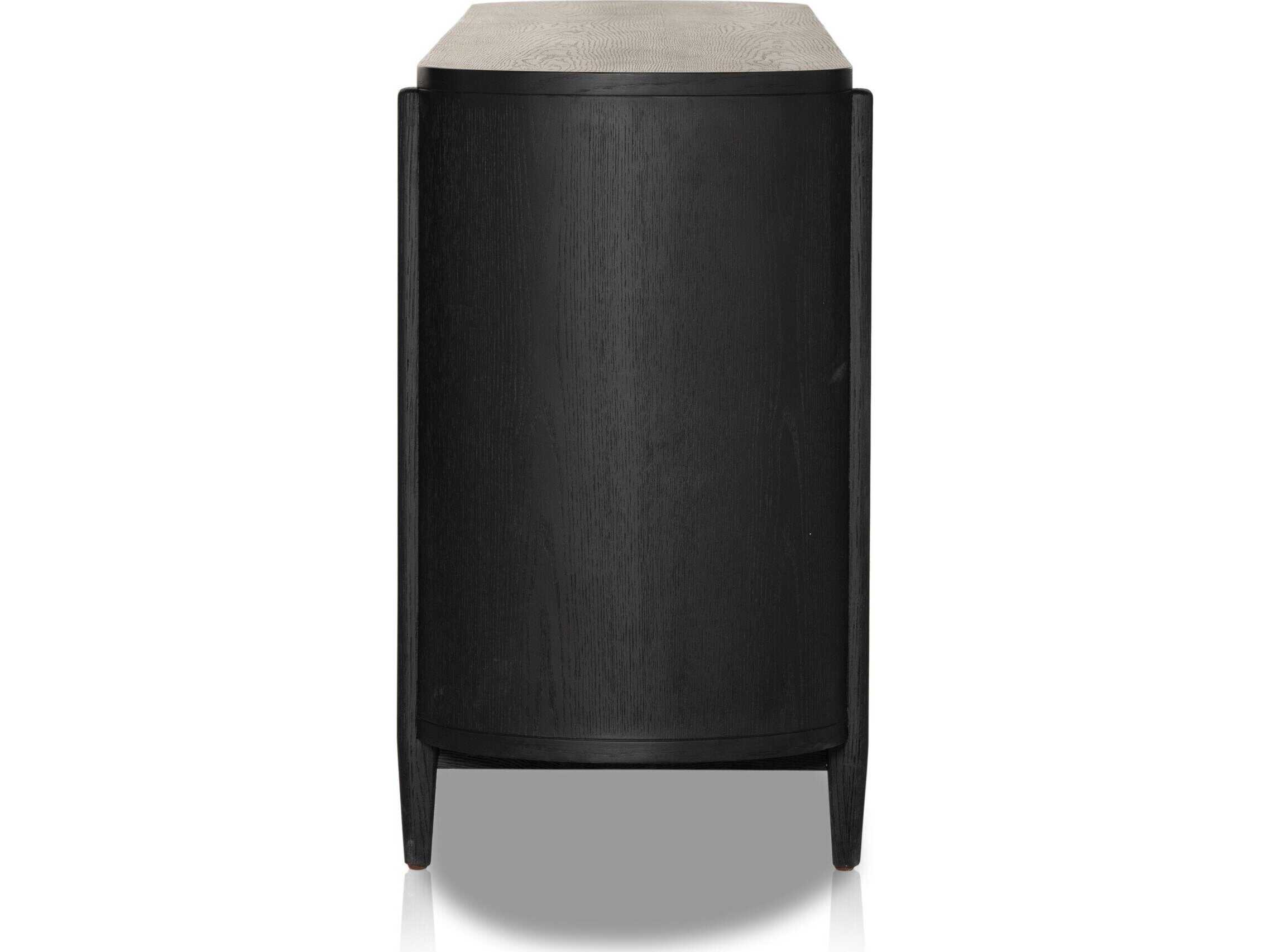 Four Hands Irondale Tolle 82" Oak Wood Antique Brass Drifted Black Sideboard