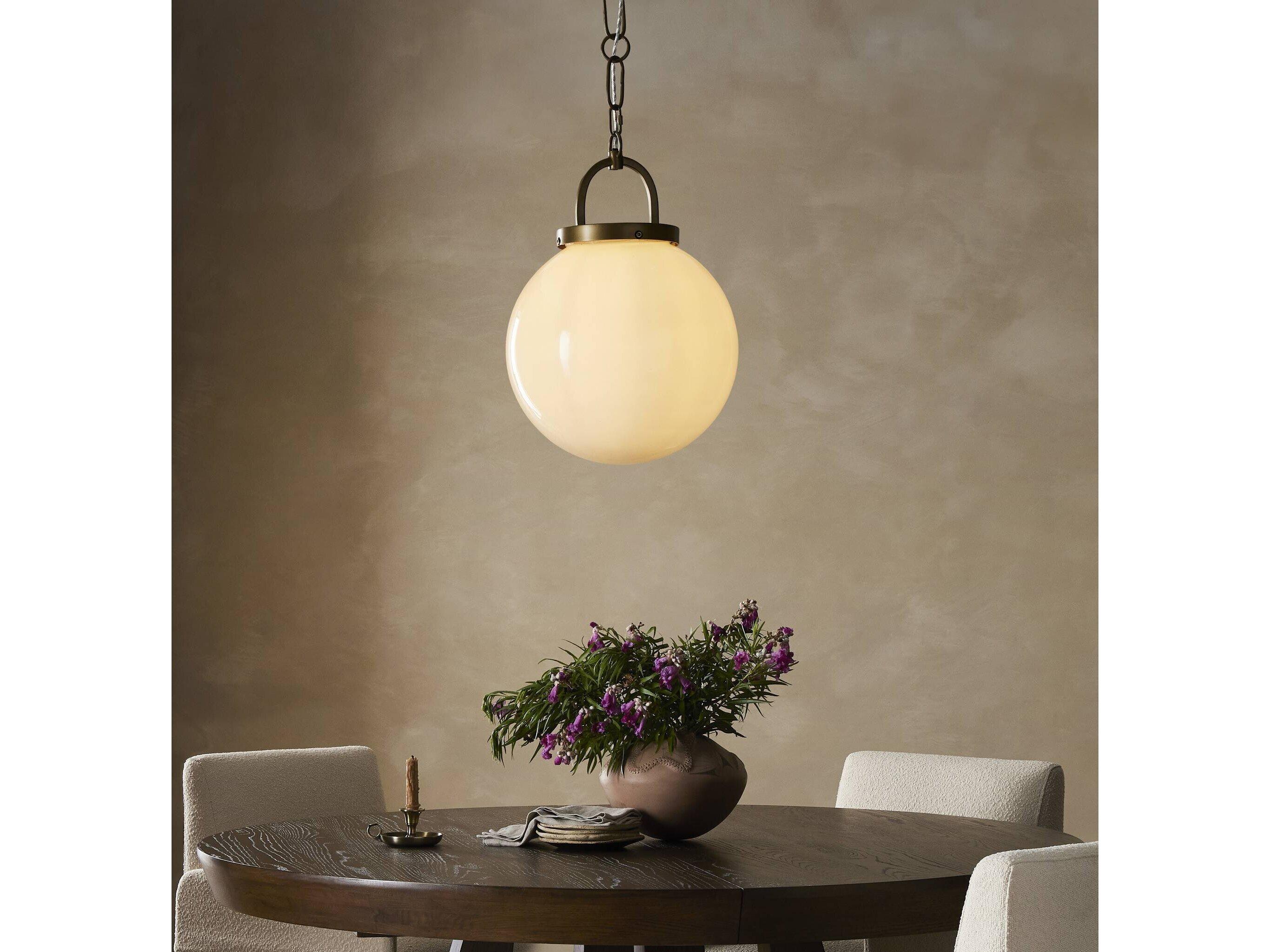 Four Hands Evelie White Globe Pendant