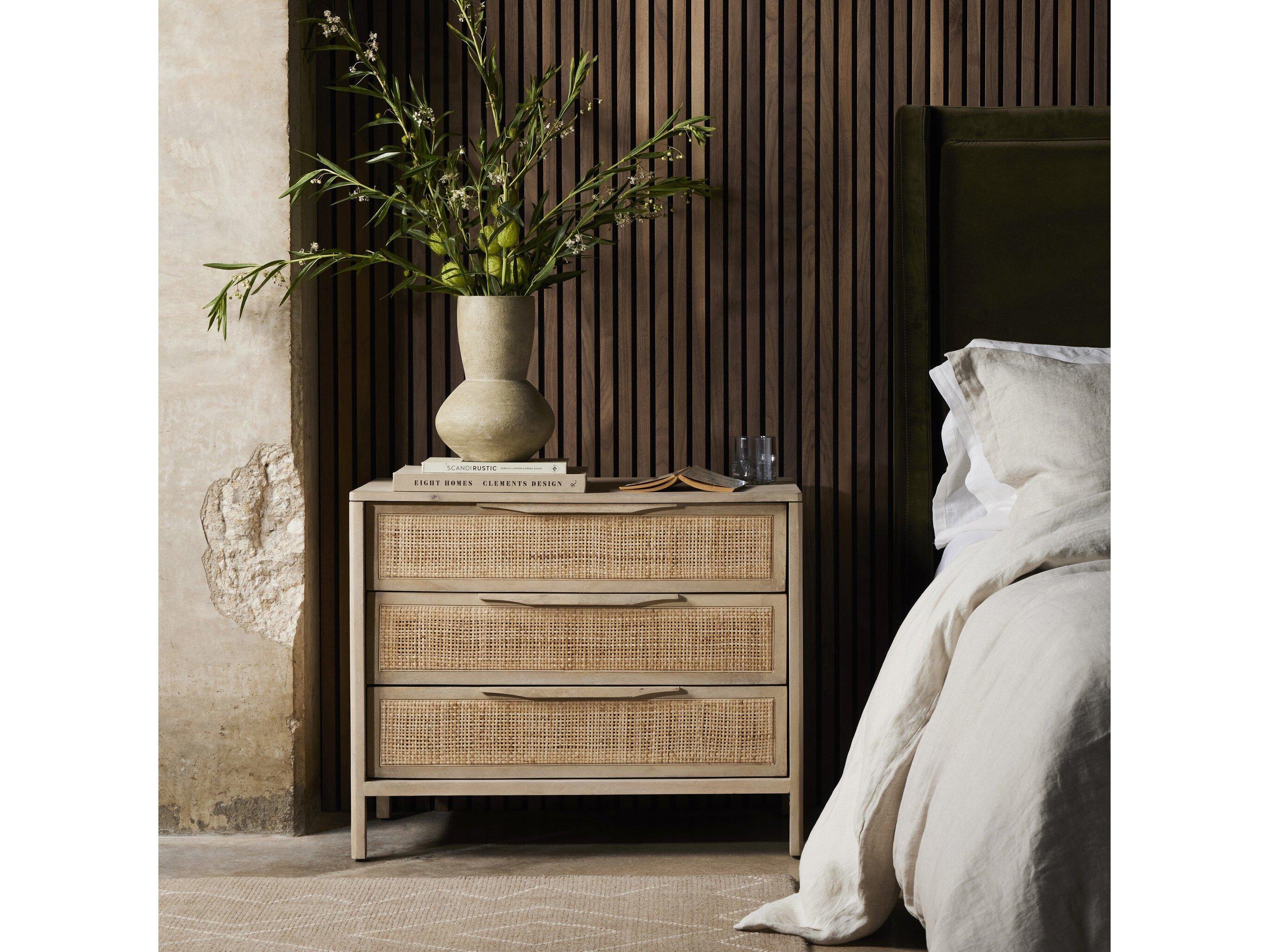 Four Hands Prescott Sydney 3-Drawers Mango Wood Nightstand