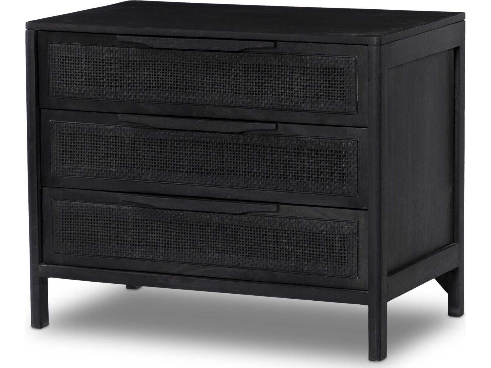 Four Hands Prescott Sydney Black Wash Mango Wood Large Nightstand