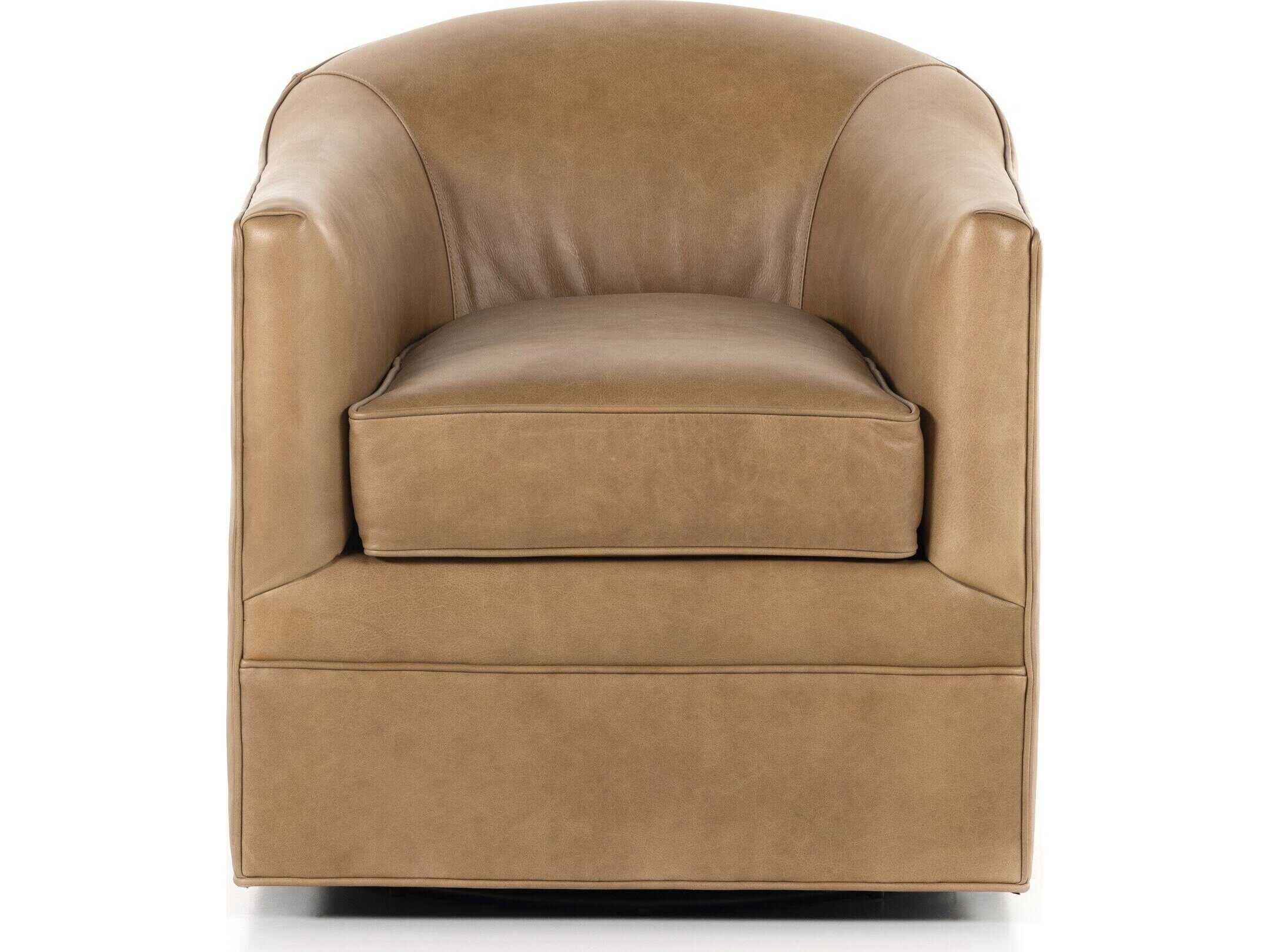 Four Hands Highland Quinton Brown Leather Accent Chair