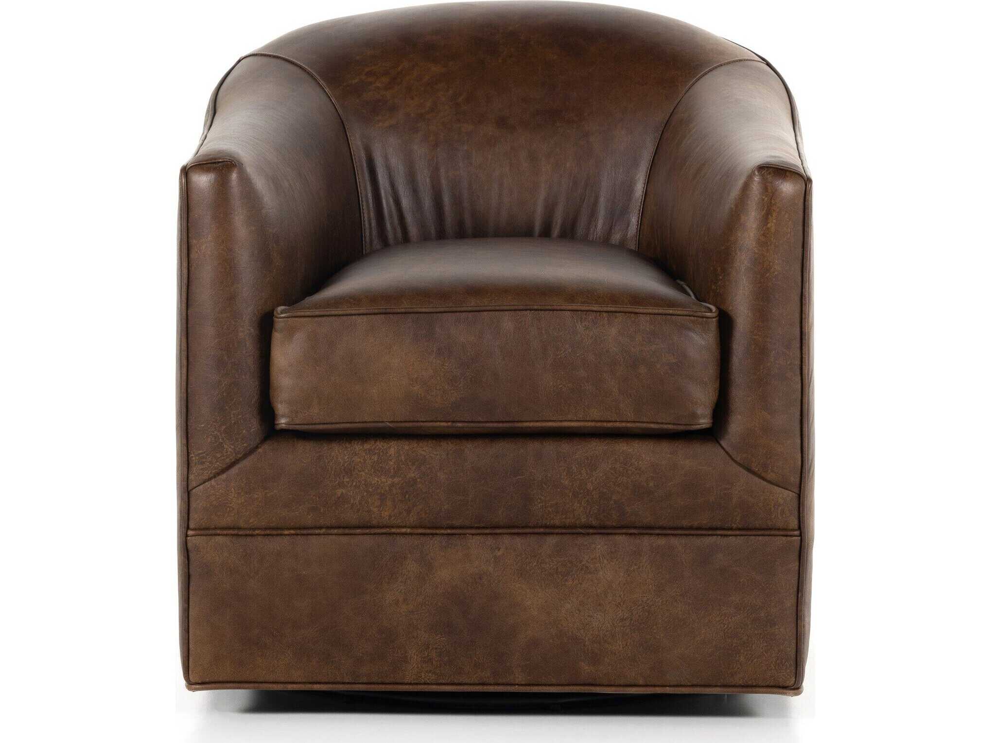 Four Hands Highland Quinton Arvada Cigar Leather Swivel Chair