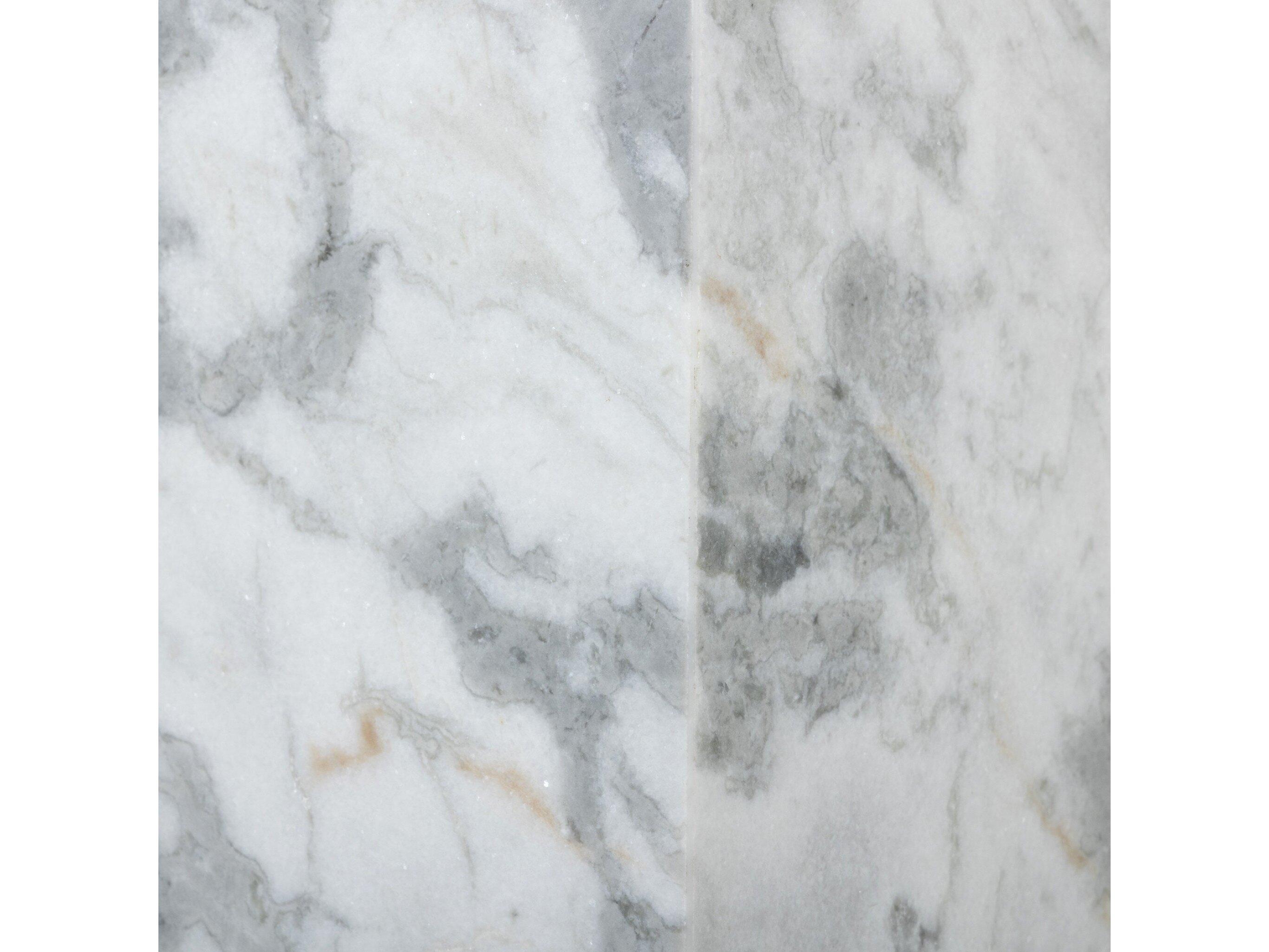 Four Hands Rockwell Modern White & Grey Speckled Marble   Small Pedestal