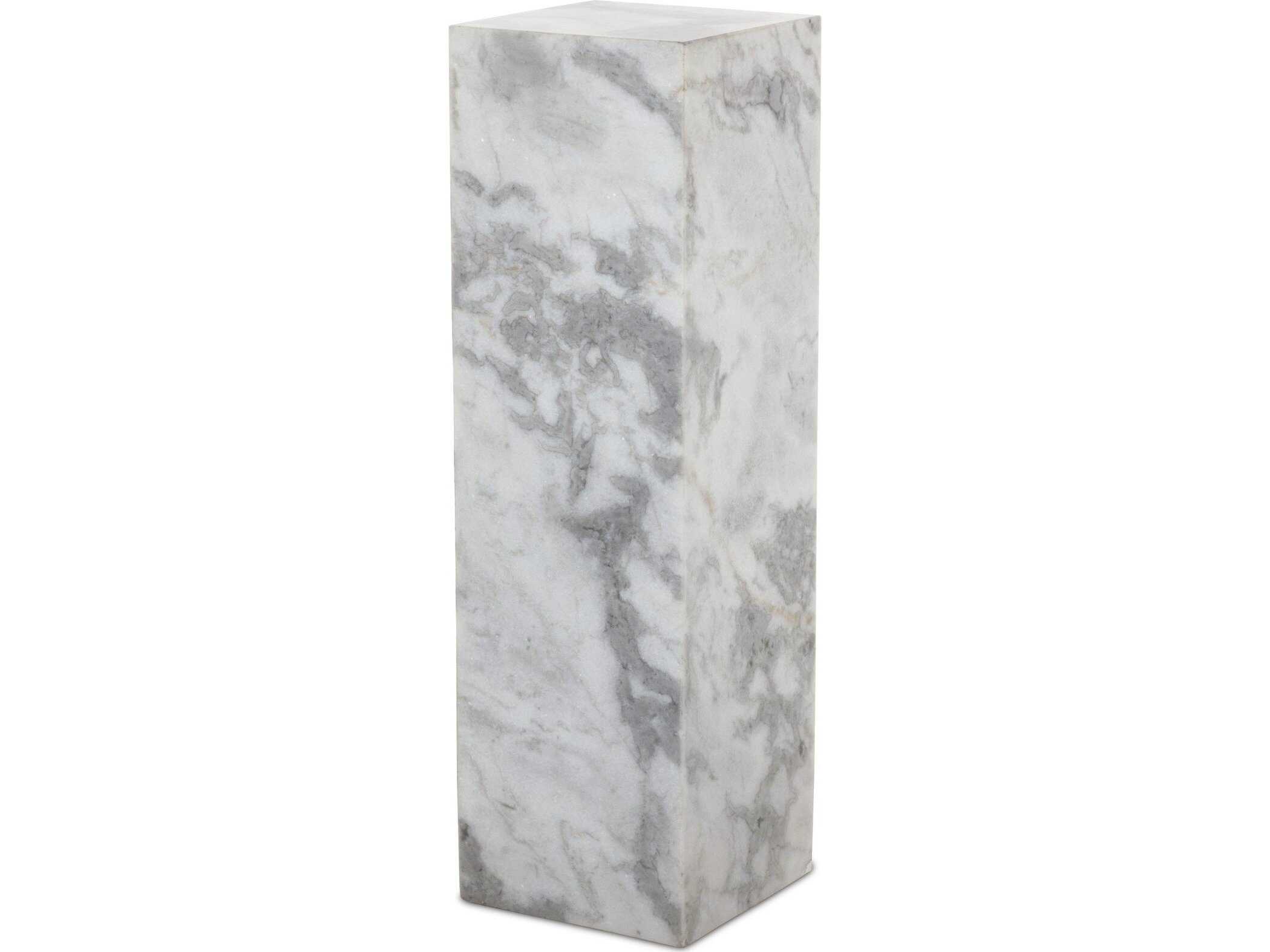 Four Hands Rockwell Square White And Grey Speckled Marble End Table