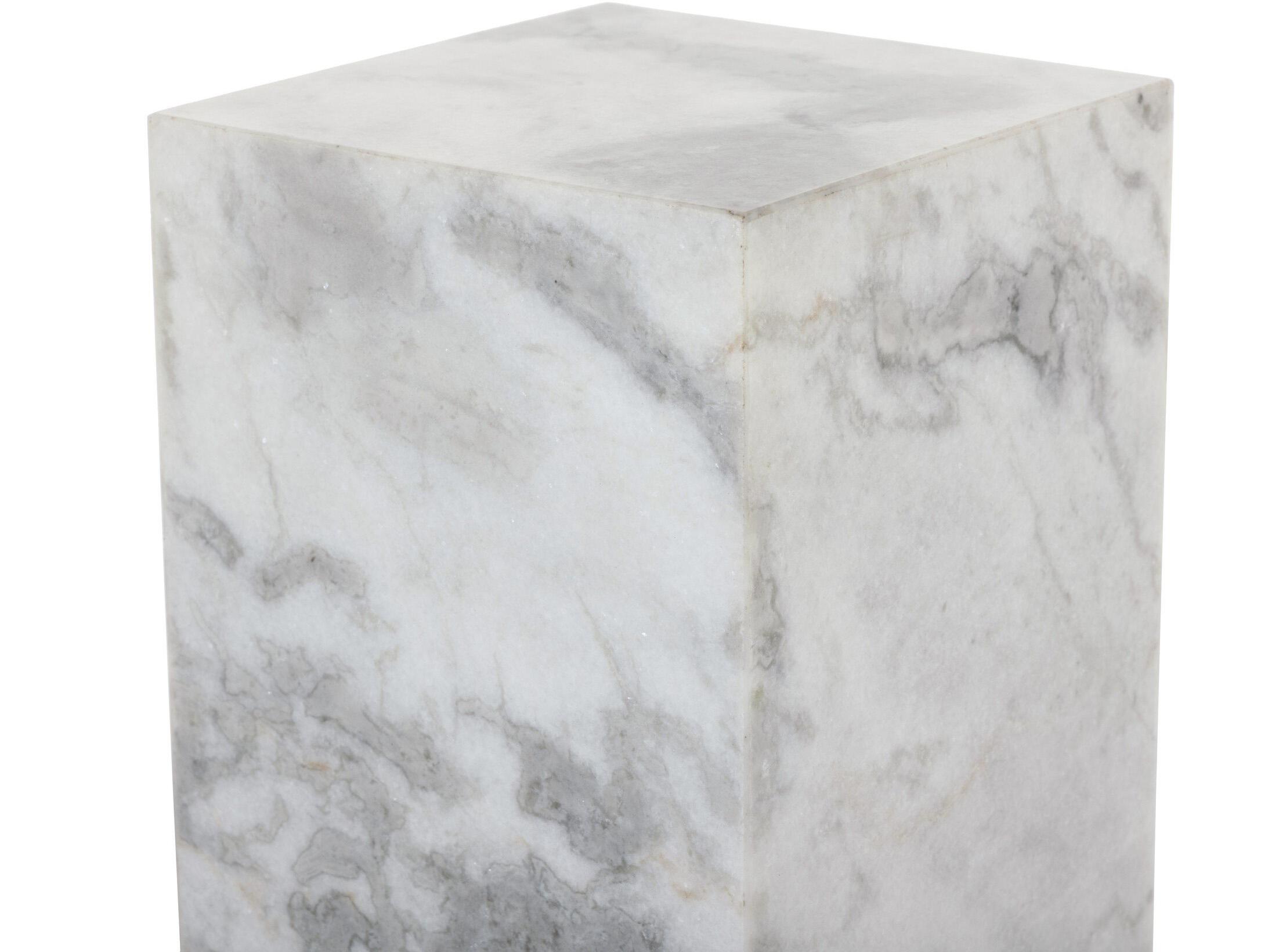 Four Hands Rockwell Square White And Grey Speckled Marble End Table