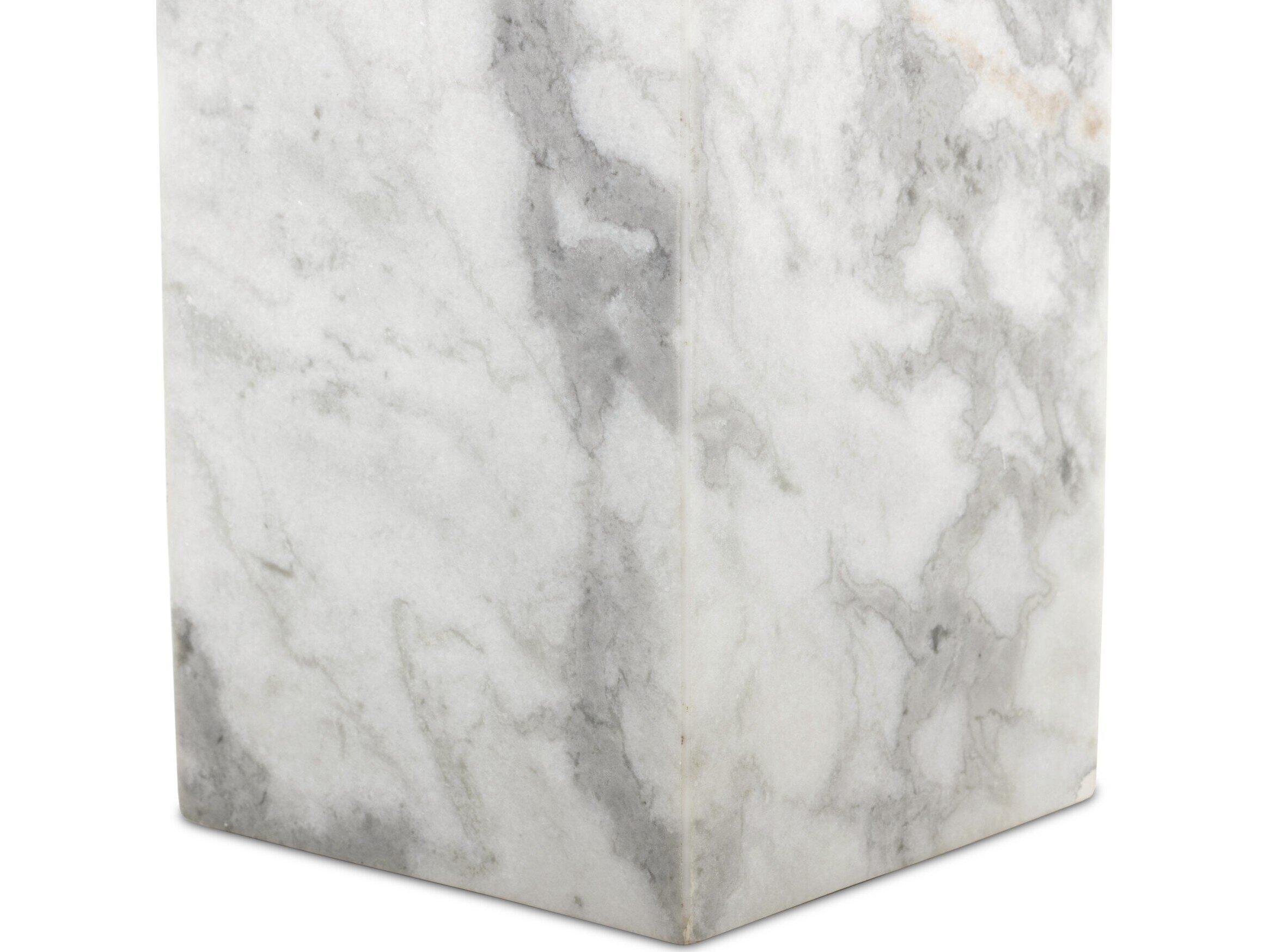 Four Hands Rockwell Square White And Grey Speckled Marble End Table