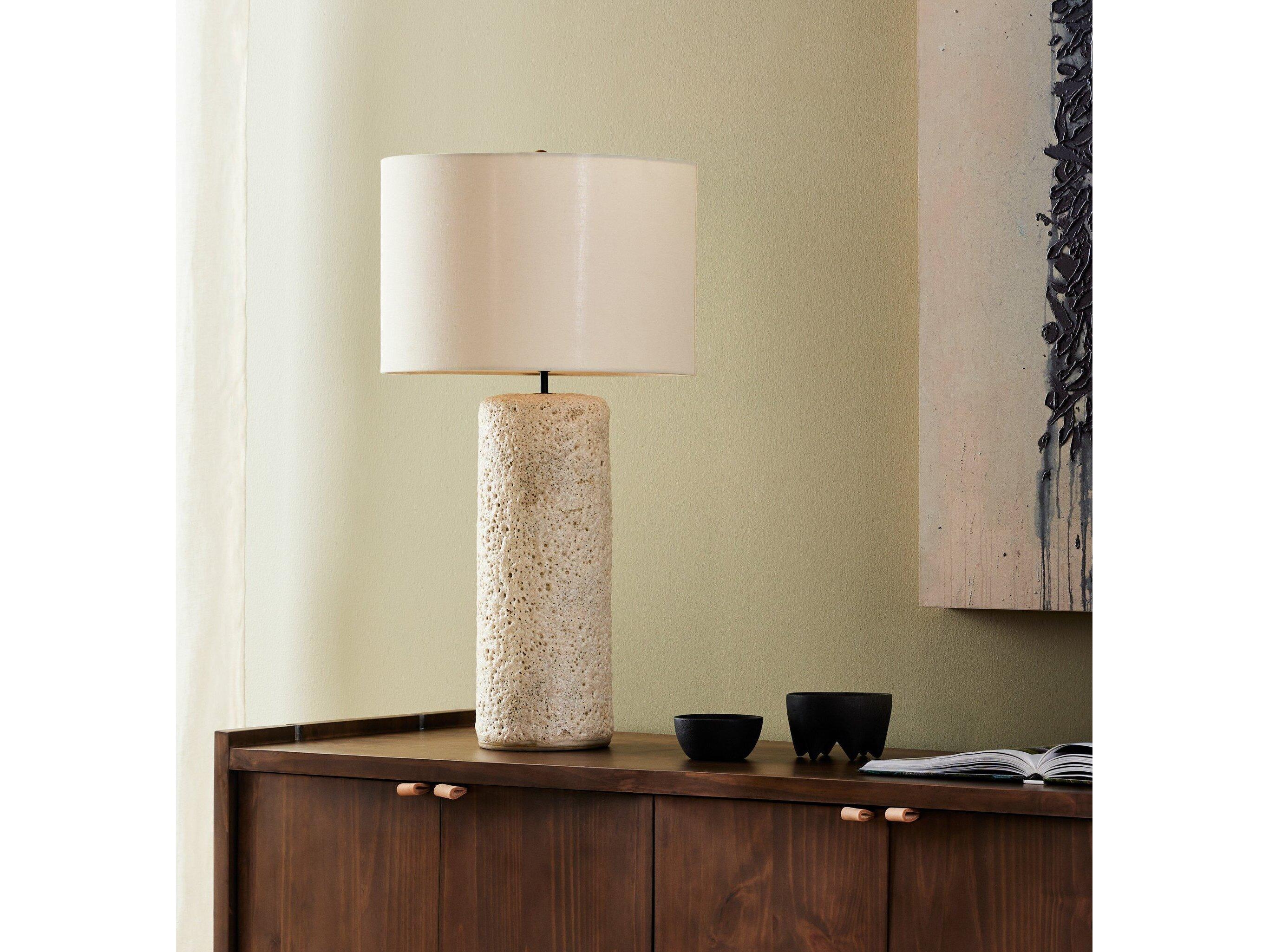 Four Hands Ryker Ozer Reactive White Glaze Table Lamp
