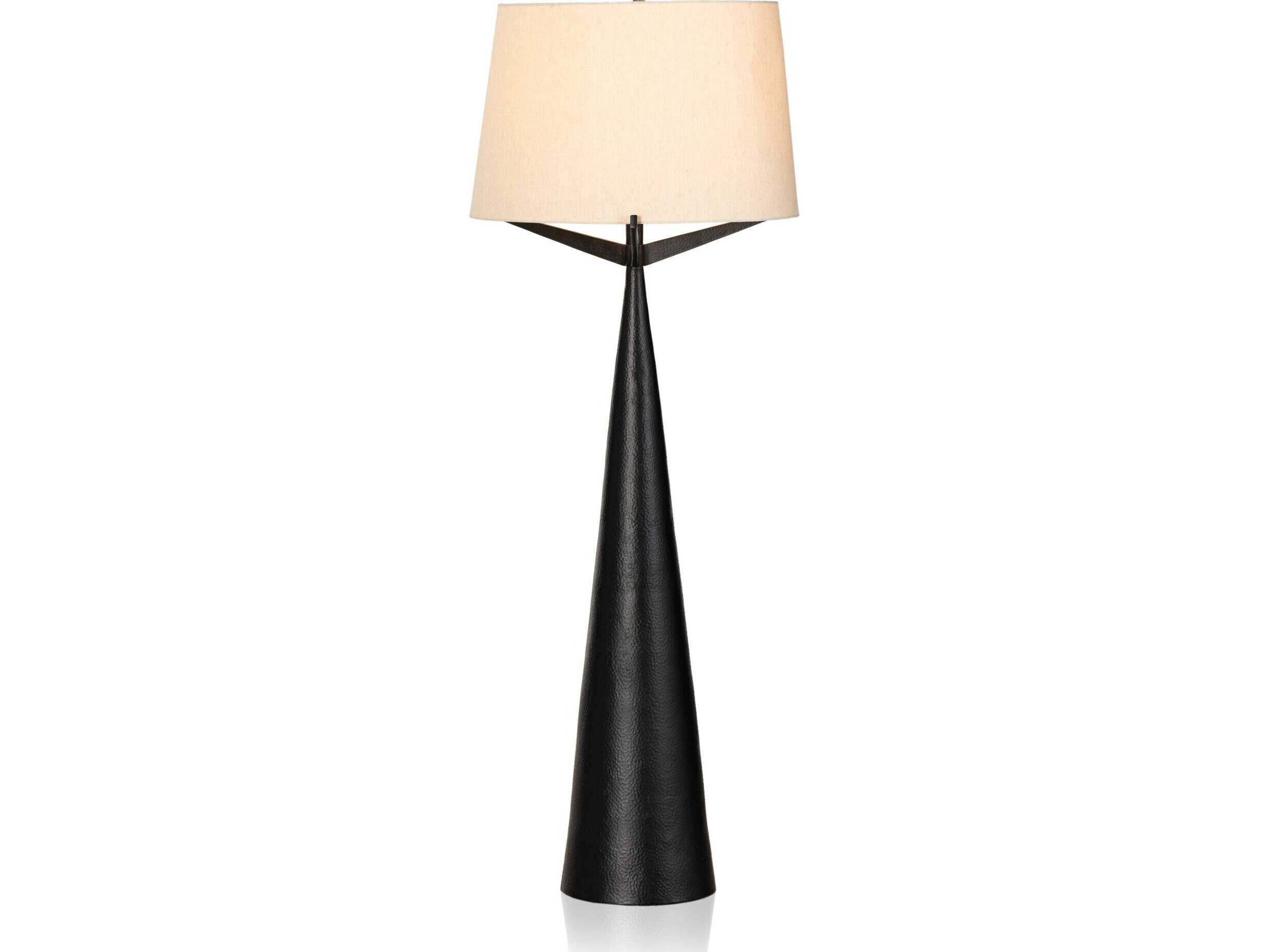 Four Hands Asher Ziggy Hammered Black Aluminum Floor Lamp