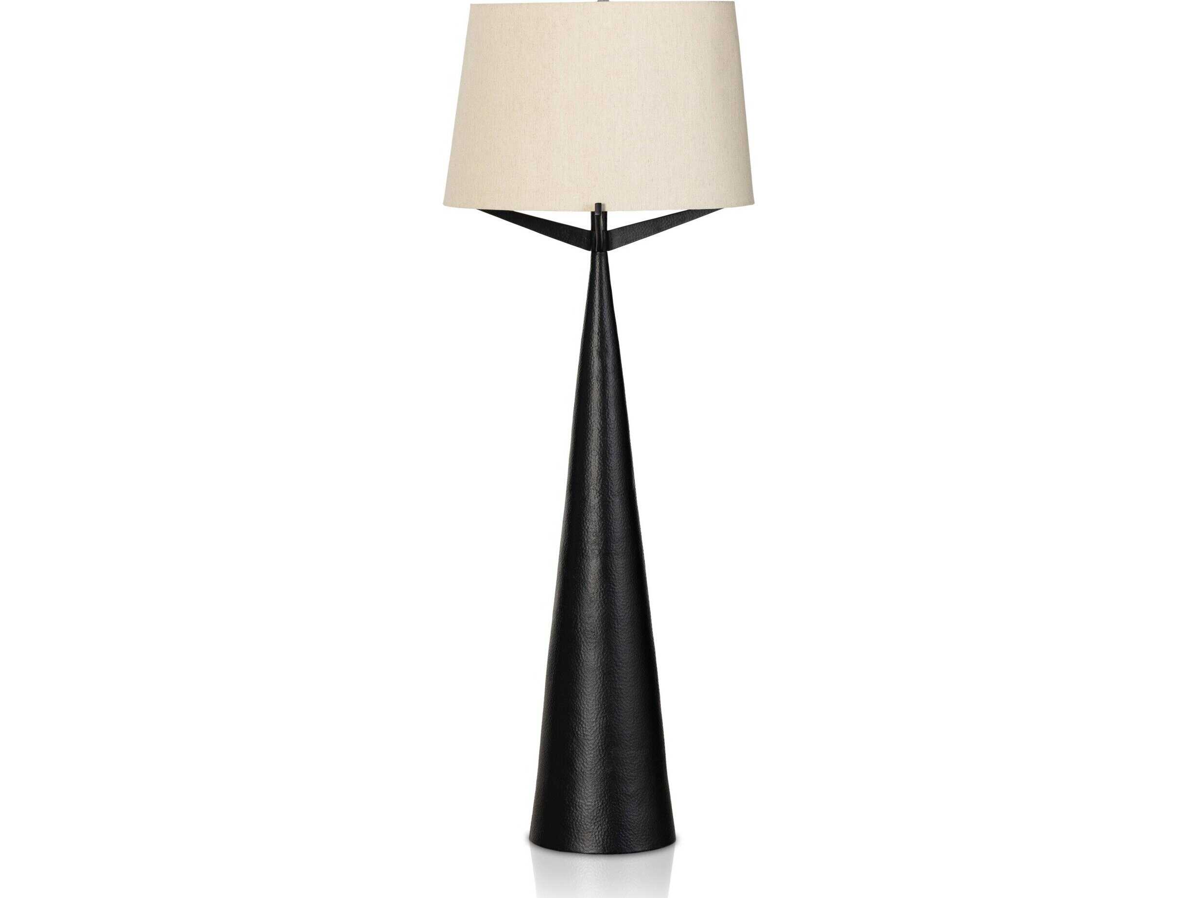 Four Hands Asher Ziggy Hammered Black Aluminum Floor Lamp