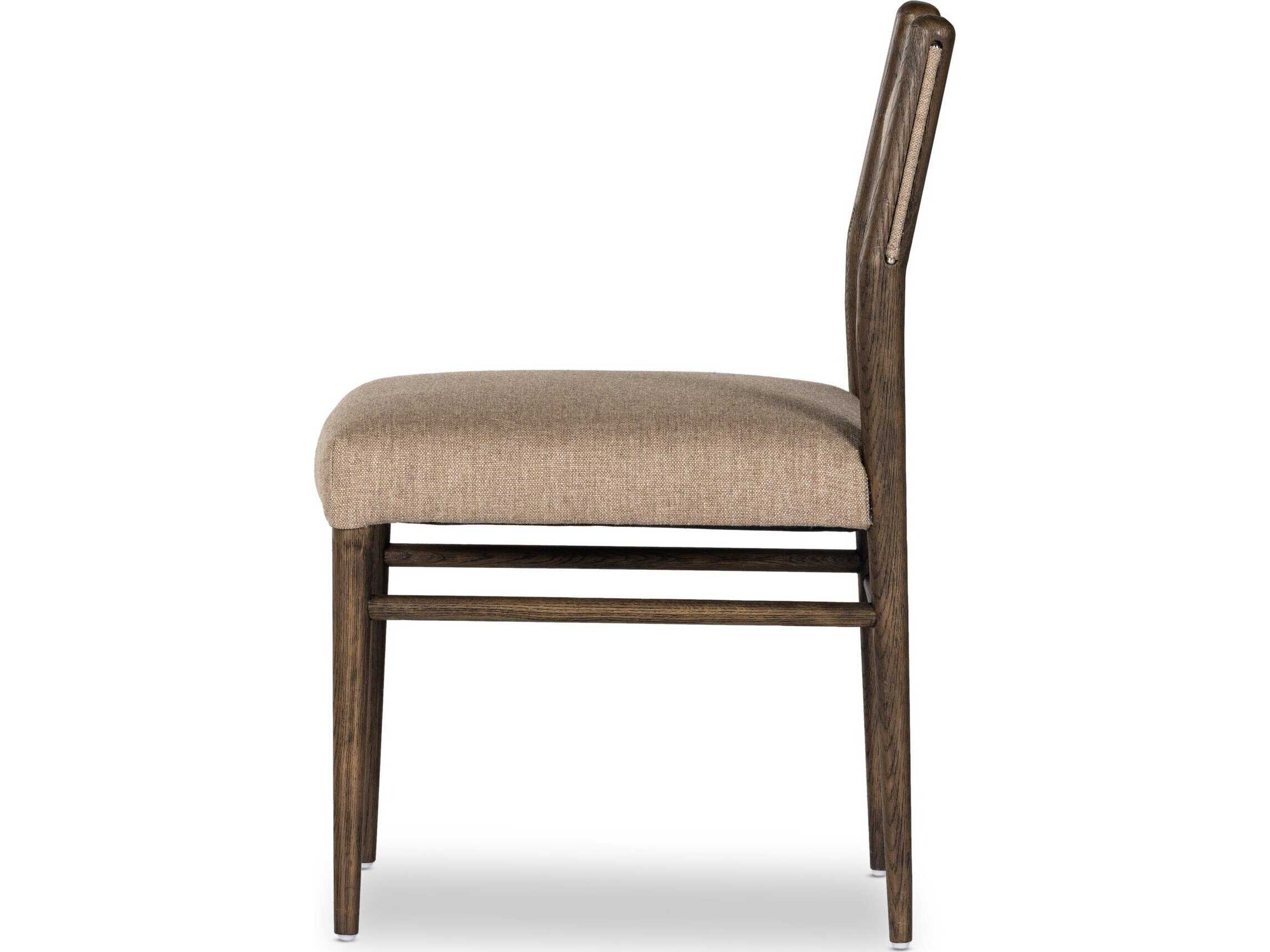 Four Hands Caswell Morena Oak Wood Brown Upholstered Side Dining Chair