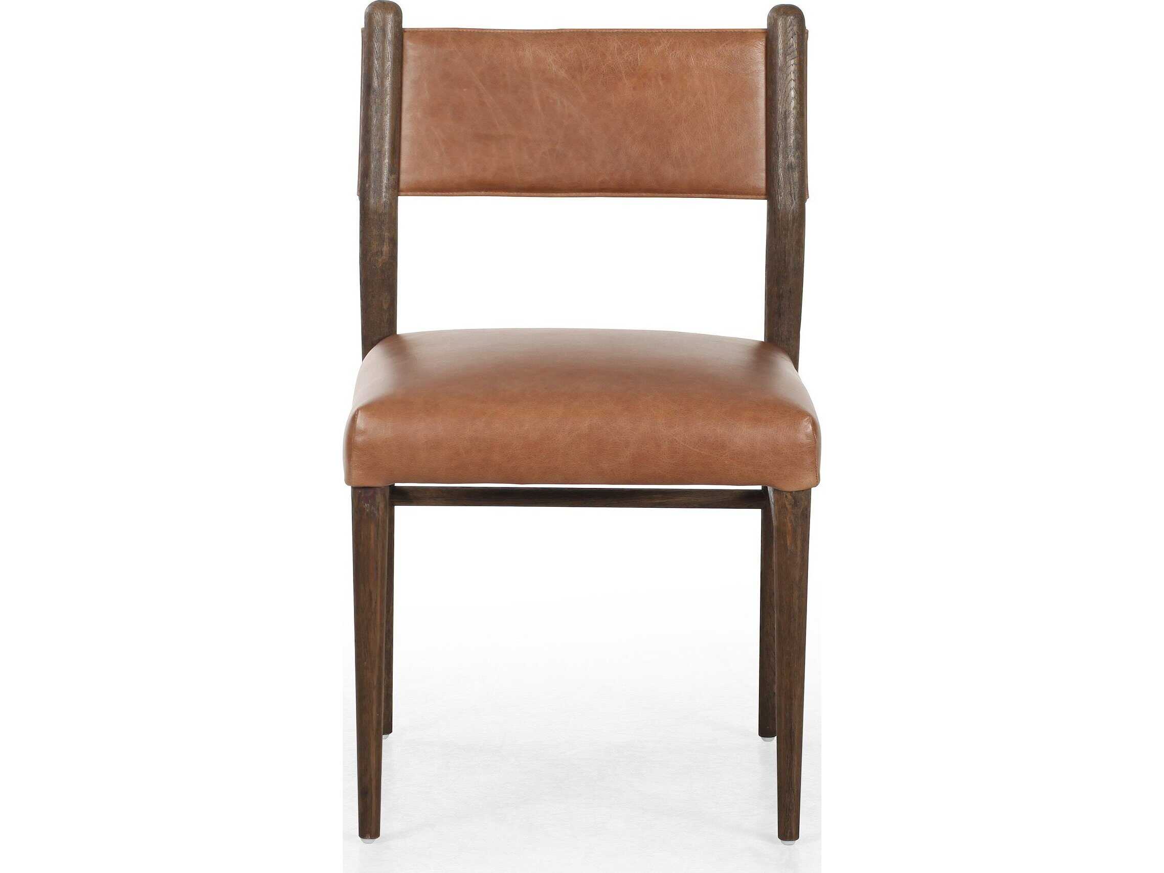 Four Hands Caswell Morena Sonoma Chestnut Leather Oak Wood Dining Chair