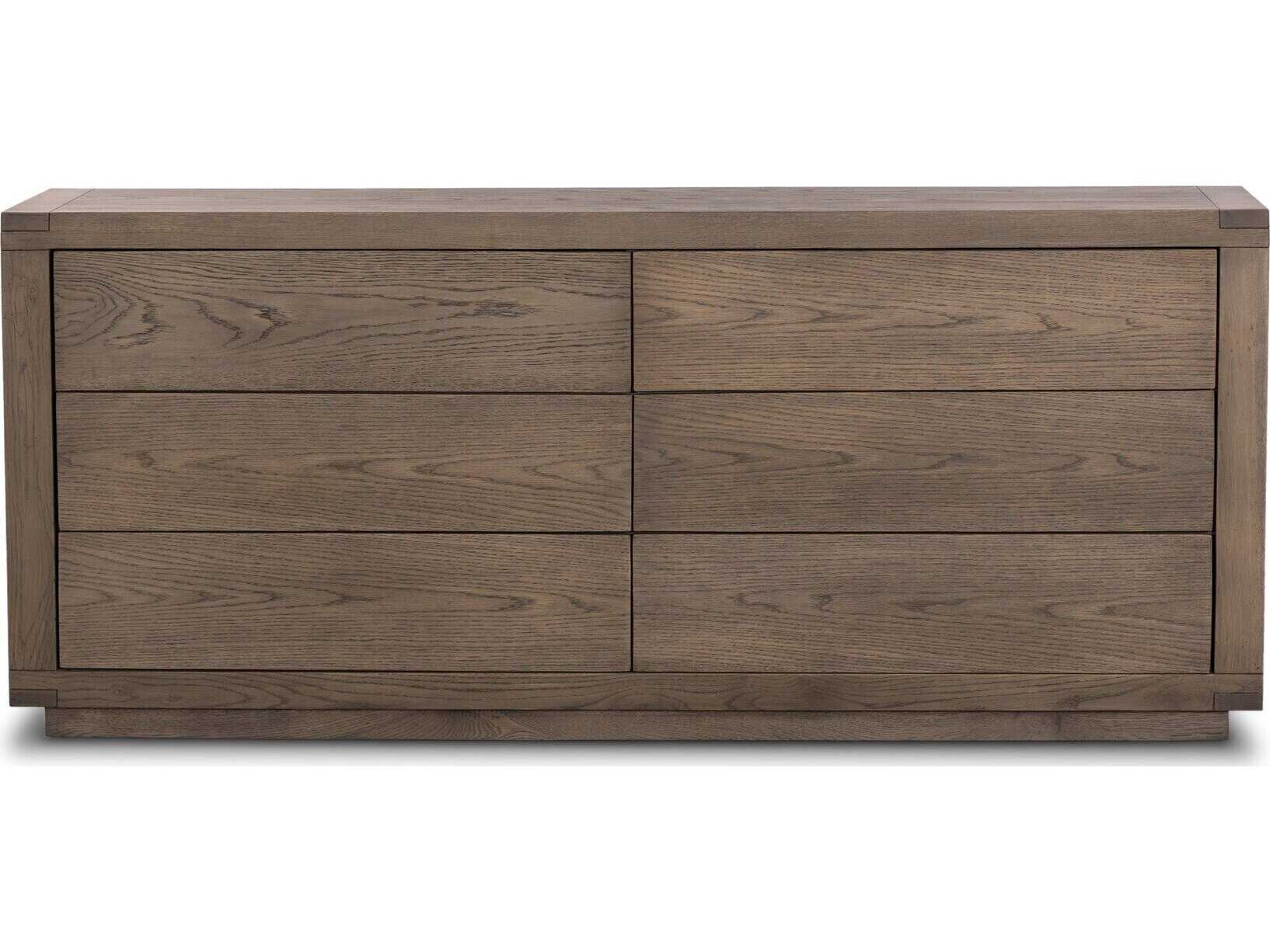 Four Hands Bennett 6-Drawers Brown Oak Wood Double Dresser