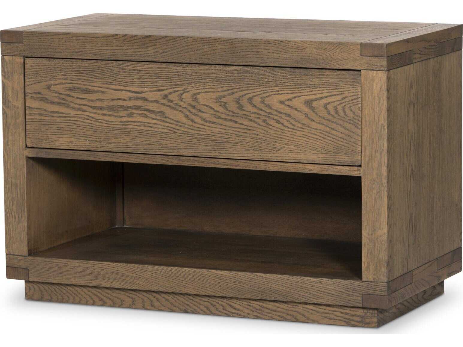 Four Hands Bennett 1-Drawer Brown Oak Wood Nightstand