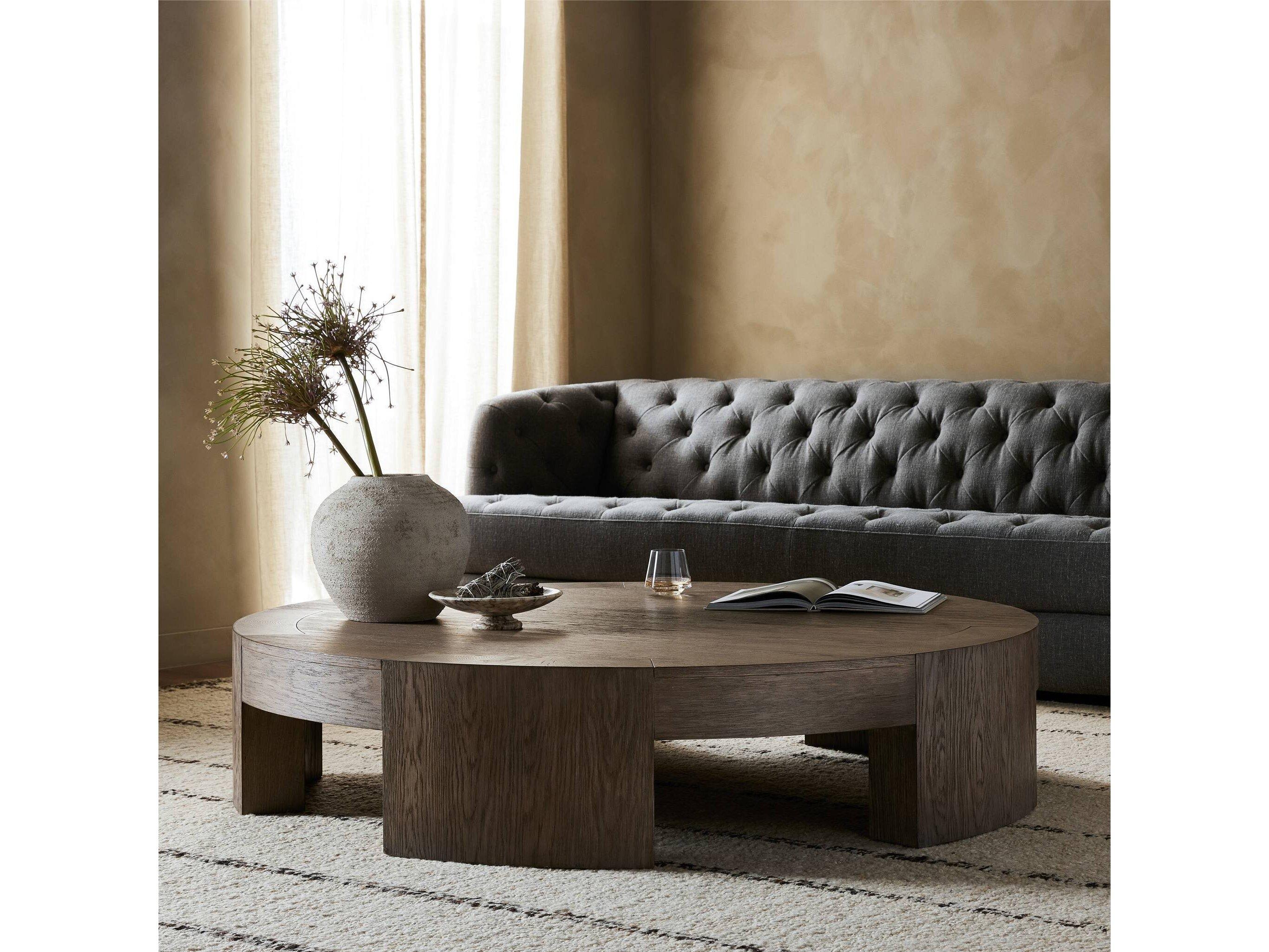 Four Hands Irondale Sheffield Warm Natural Flat Oak Veneer Coffee Table