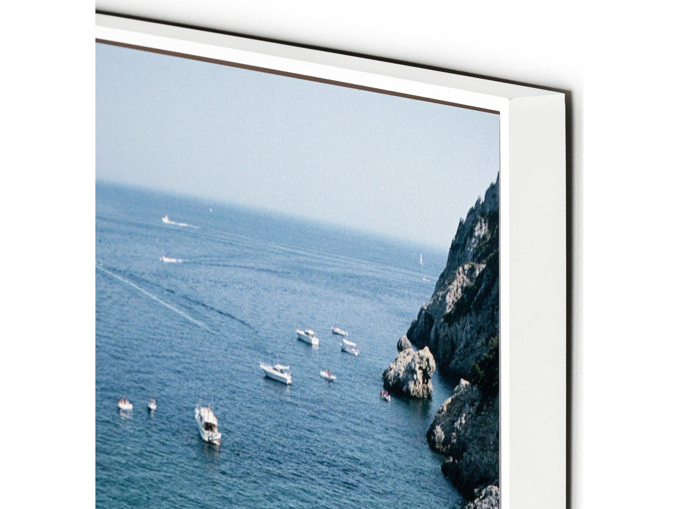 Four Hands Art Studio Porto Ercole Beach by Slim Aarons White Maple Floater  Canvas Wall Art