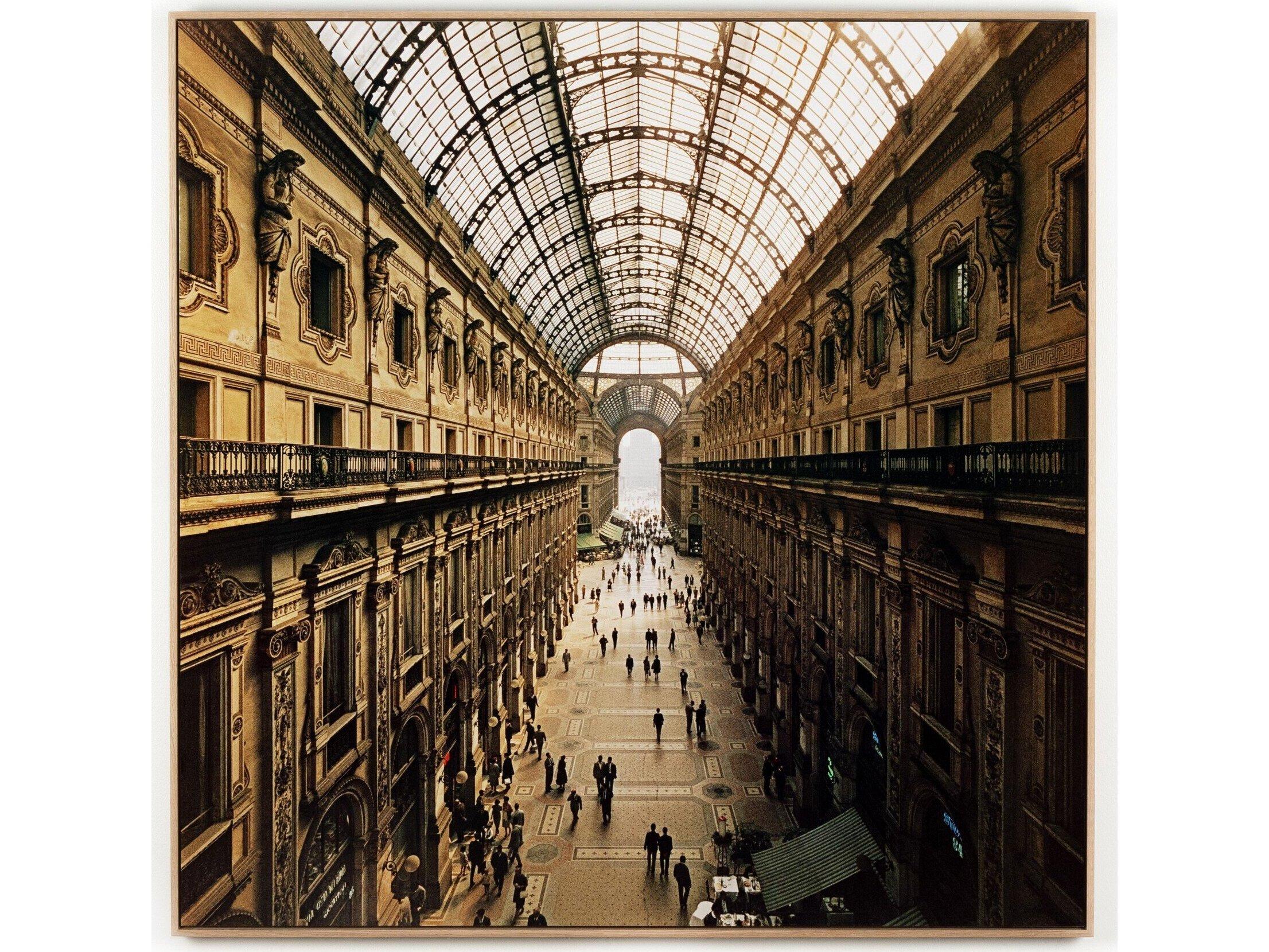 Four Hands Art Studio Galleria Vittorio Emanuele II by Slim Aarons Vertical Grain White Oak Floater  Canvas Wall Art