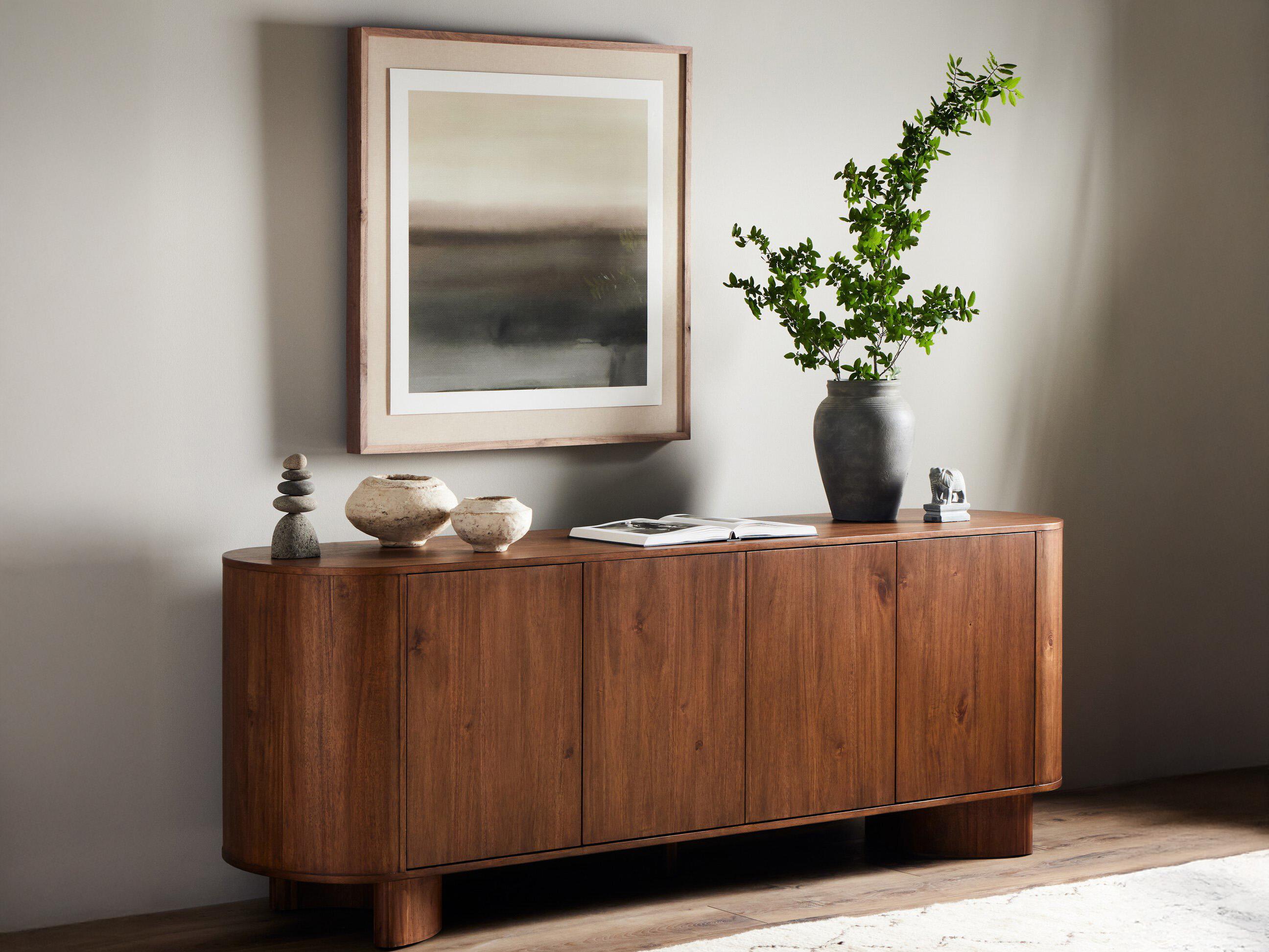 Four Hands Haiden Paden 94" Acacia Wood Seasoned Brown Solid Gunmetal Sideboard