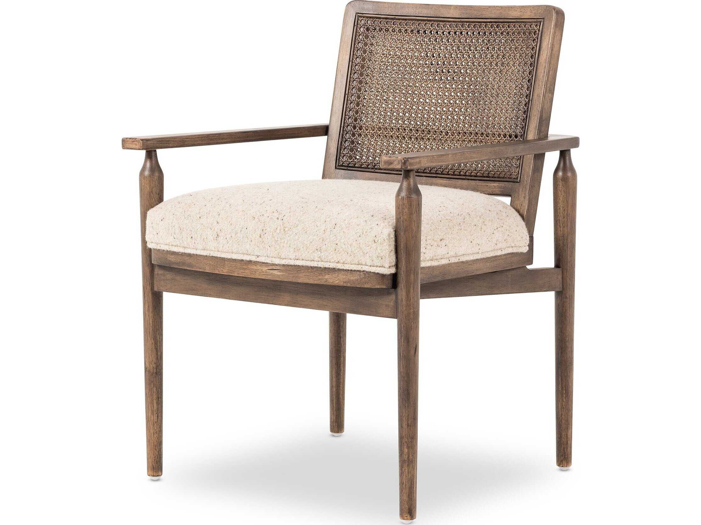 Four Hands Kensington Xavier Parrawood Brown Upholstered Arm Dining Chair