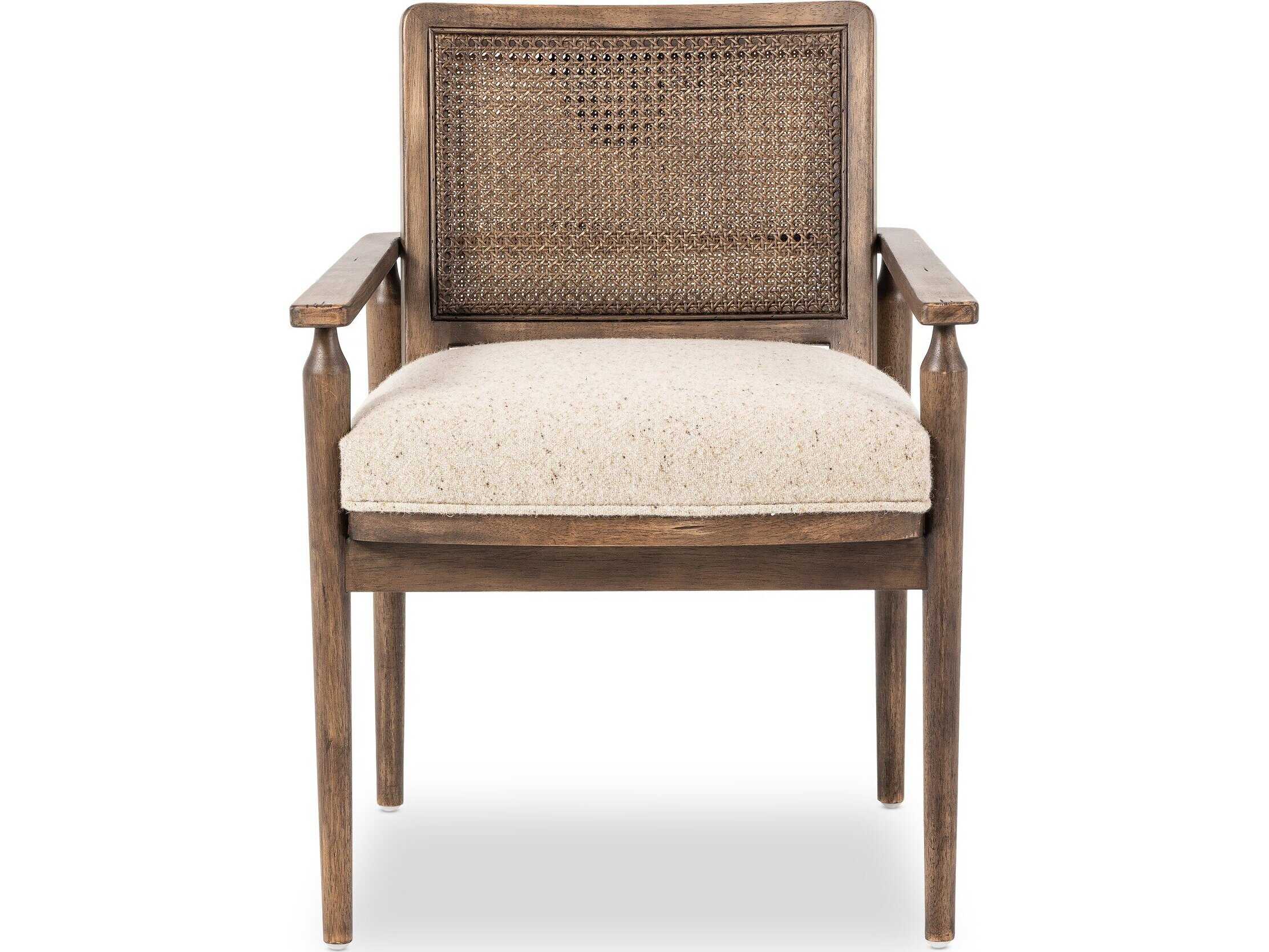 Four Hands Kensington Xavier Parrawood Brown Upholstered Arm Dining Chair