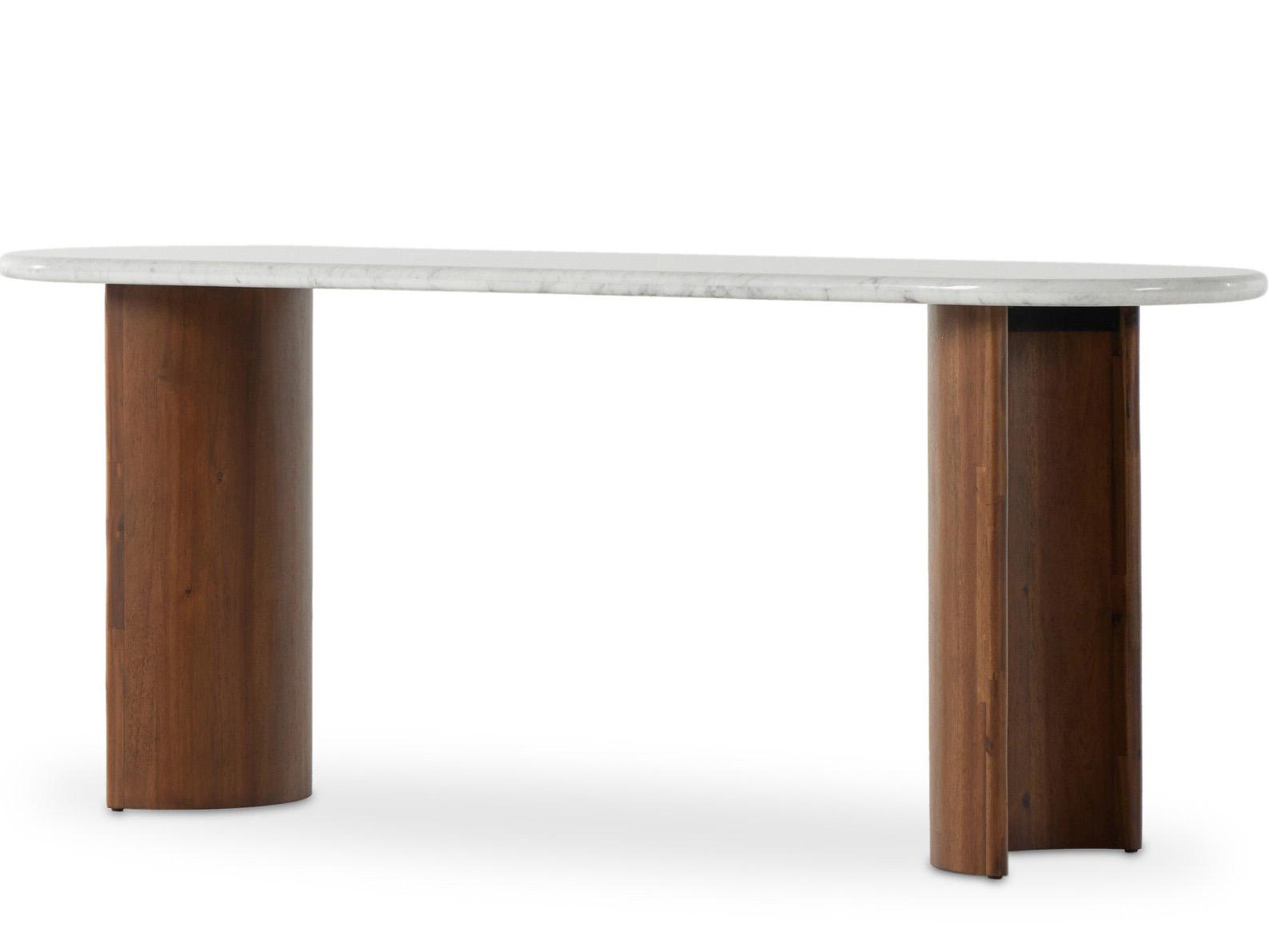 Four Hands Haiden Paden Italian White Marble Large Console Table