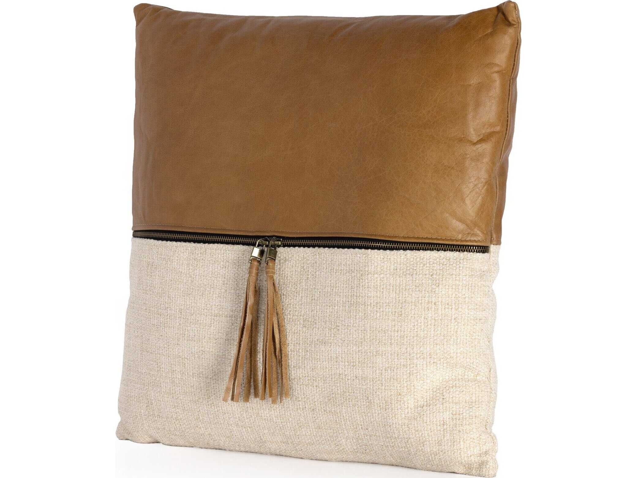 Four Hands Westgate Leather and Linen Pillow