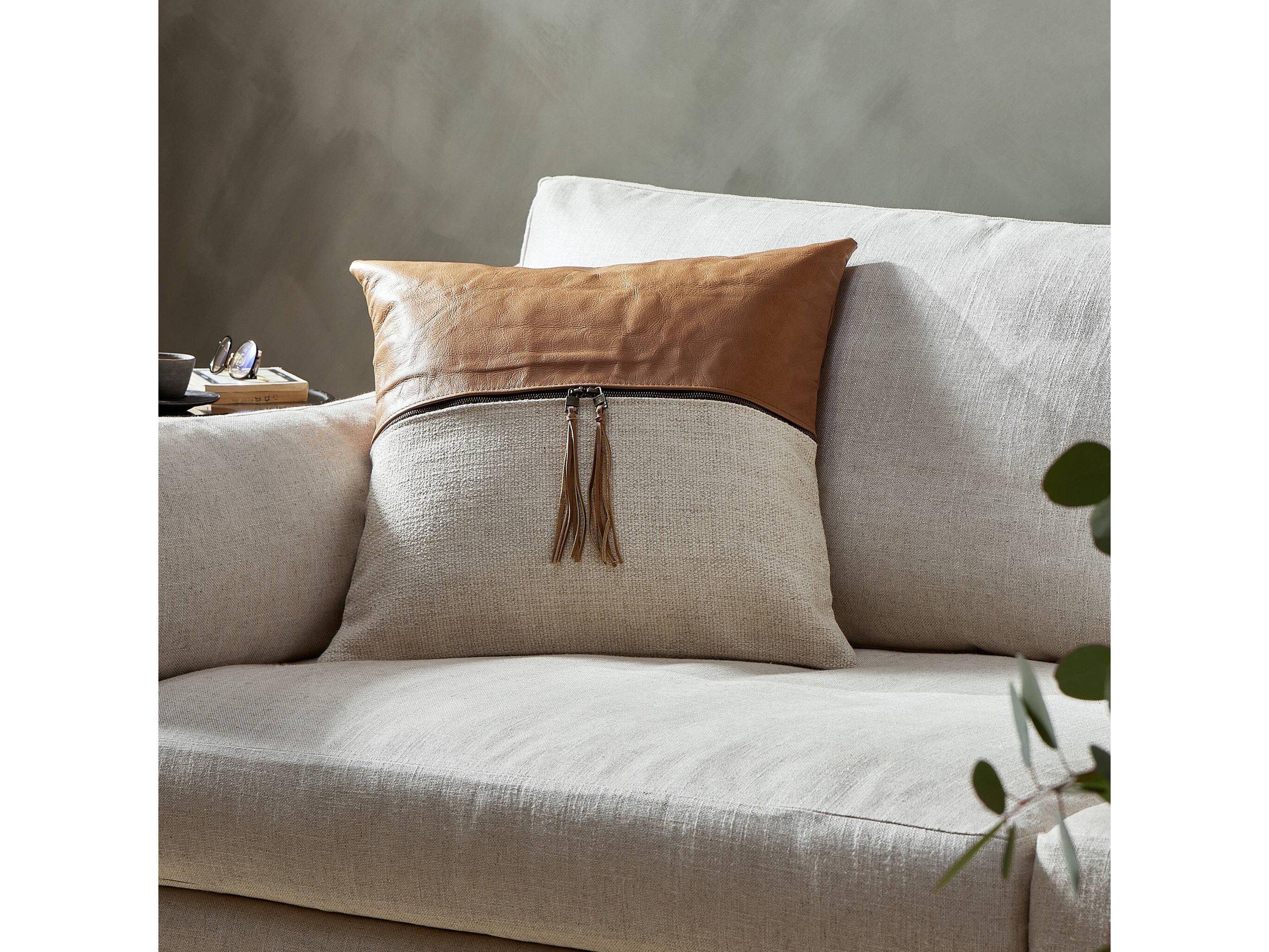 Four Hands Westgate Leather and Linen Pillow